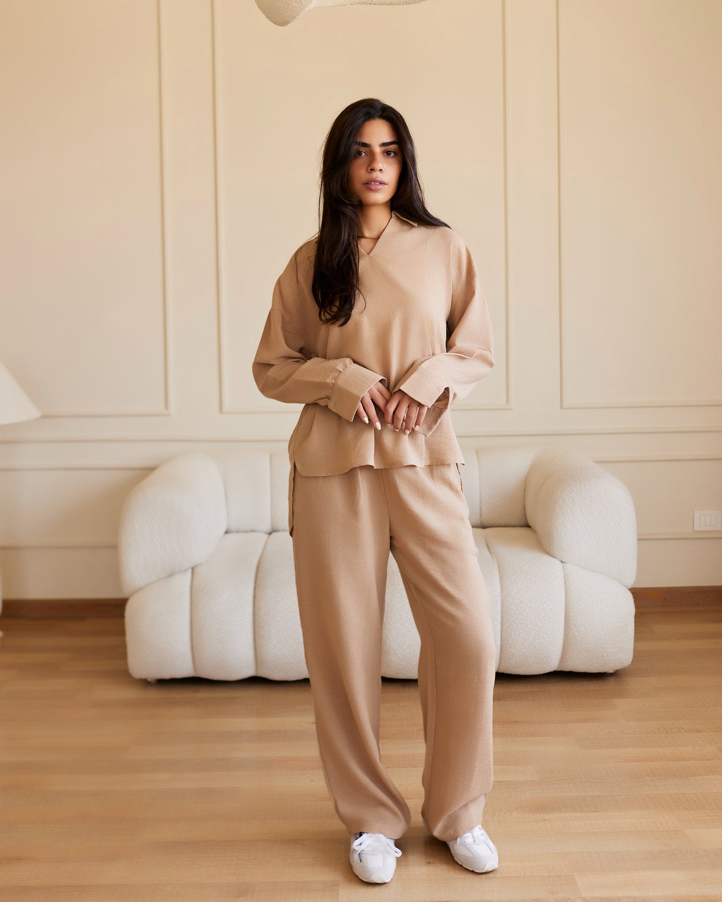 Lyra linen set in Beige
