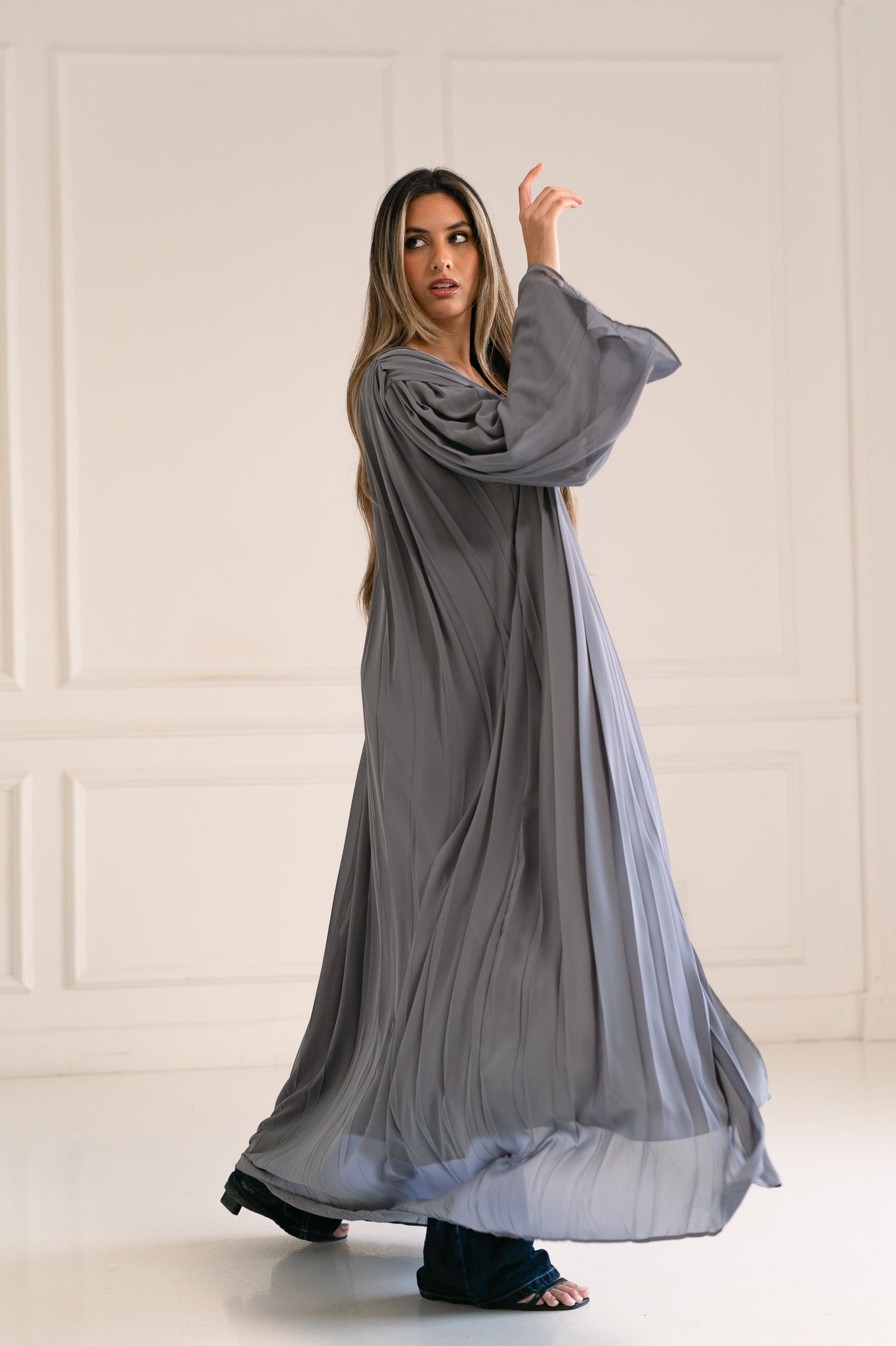 Grey flowfold cardigan