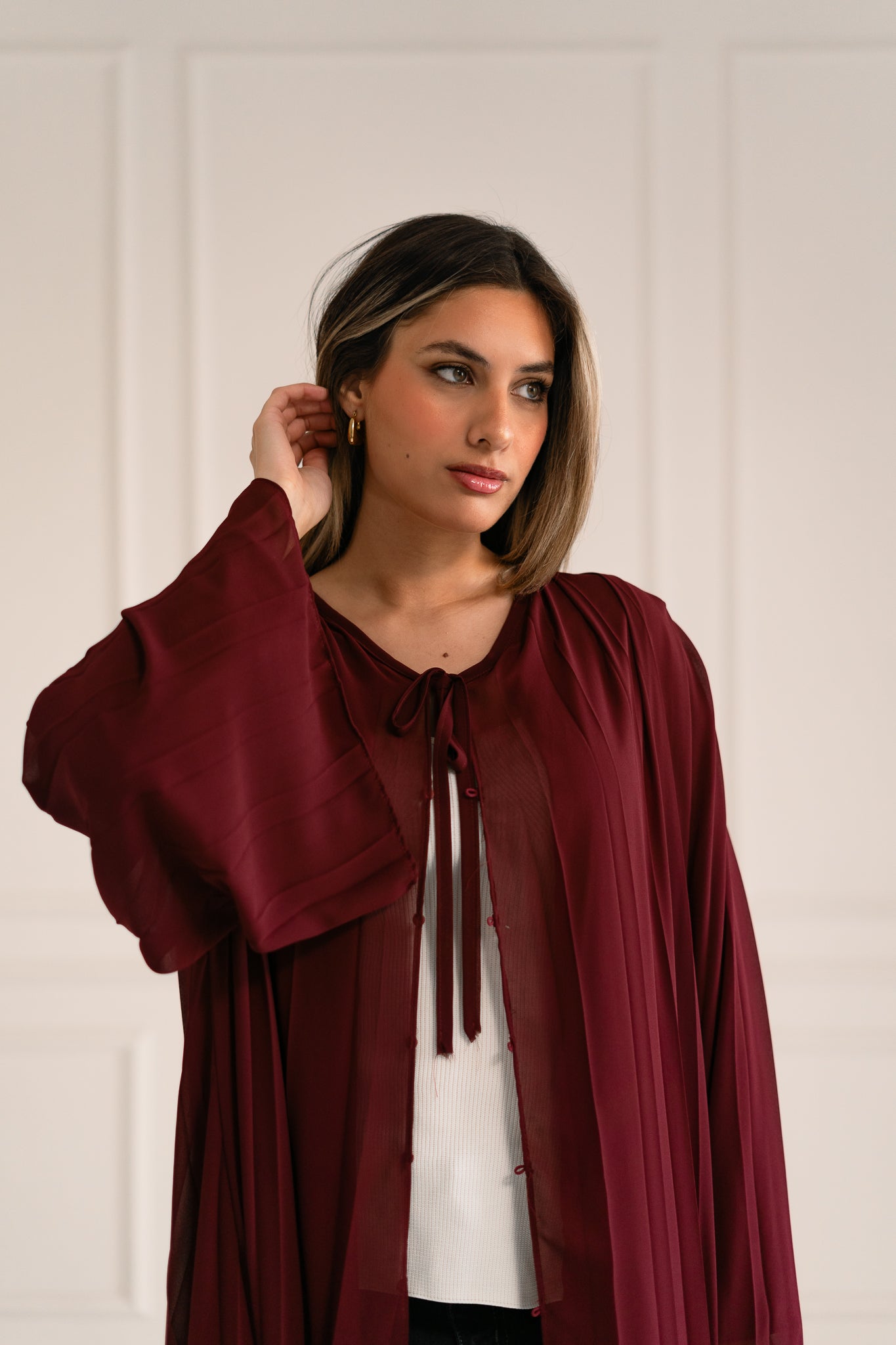Burgandy flowfold cardigan