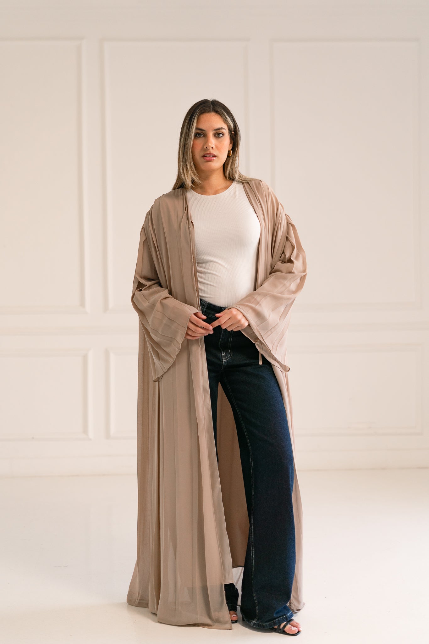 Beige flowfold cardigan