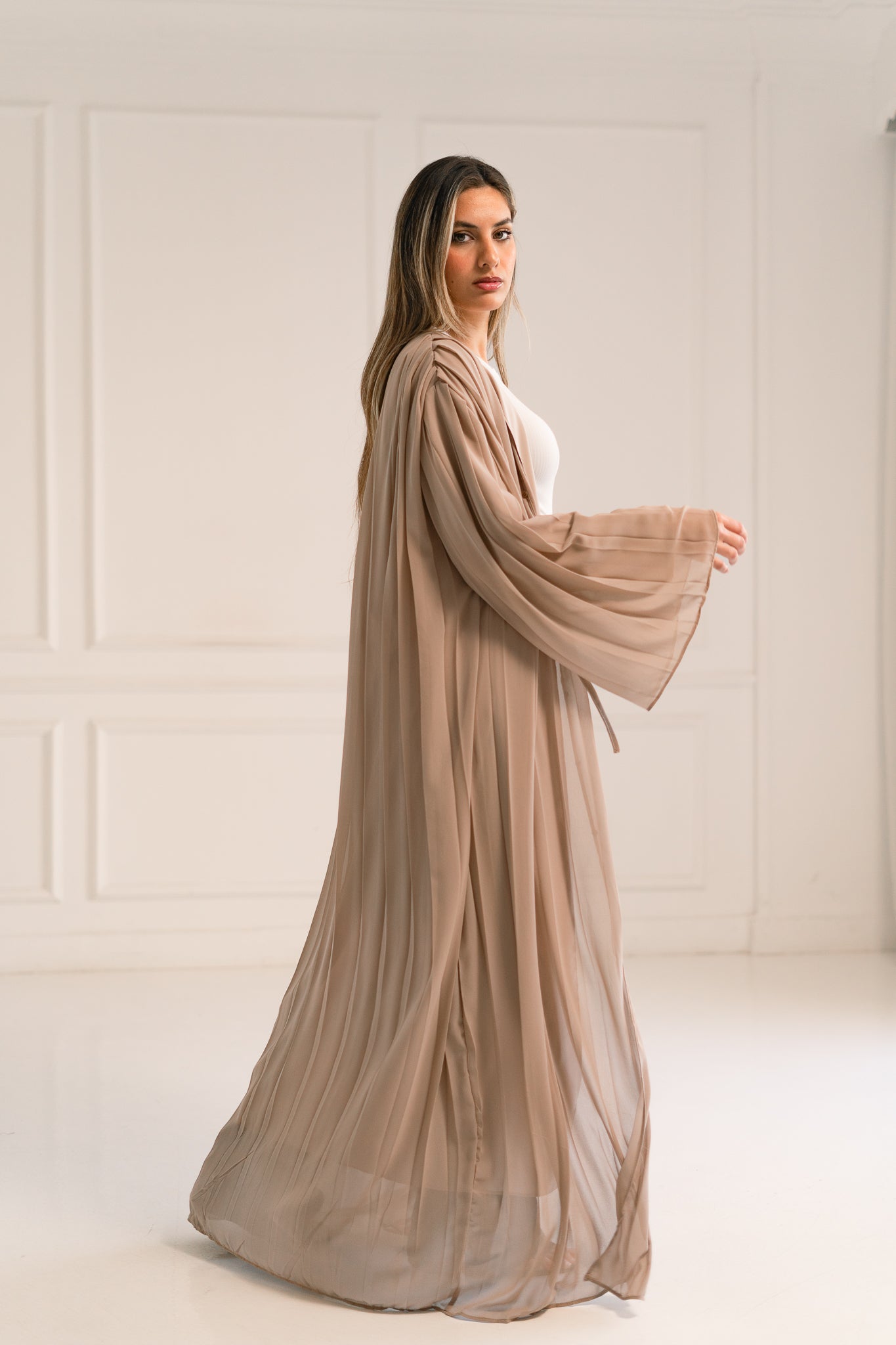 Beige flowfold cardigan