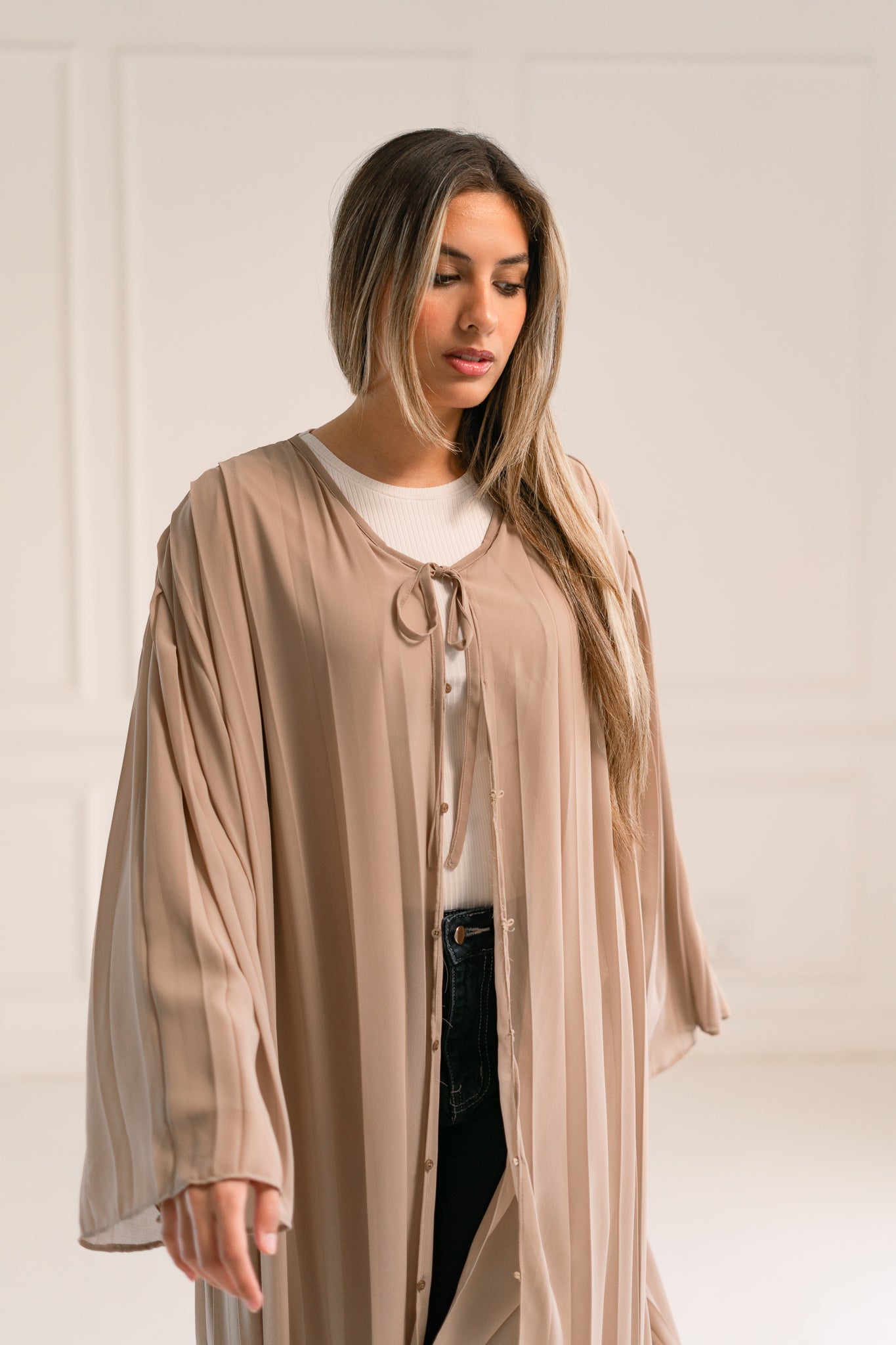 Beige flowfold cardigan