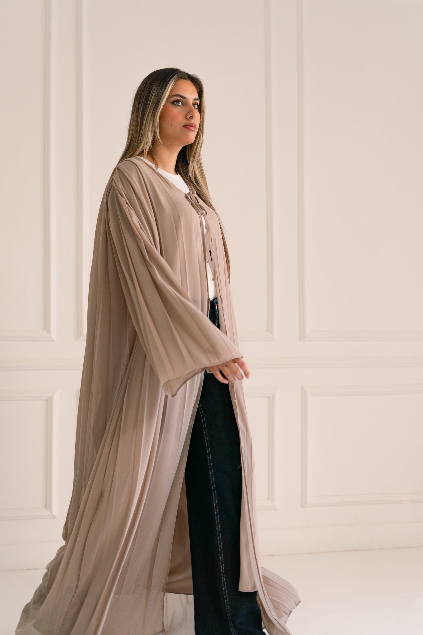 Beige flowfold cardigan
