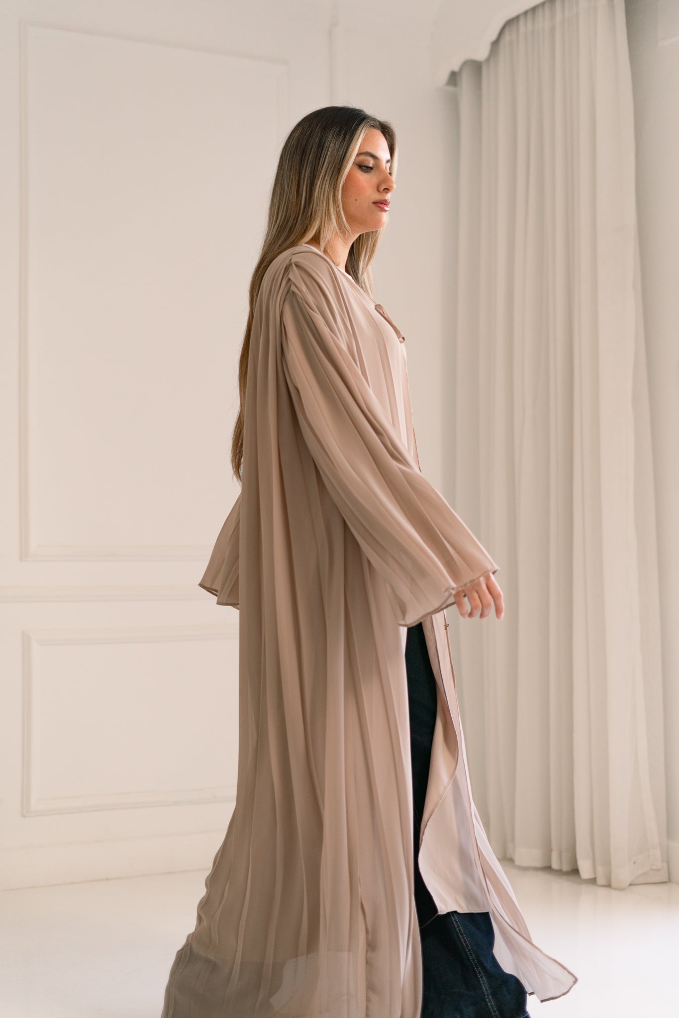 Beige flowfold cardigan