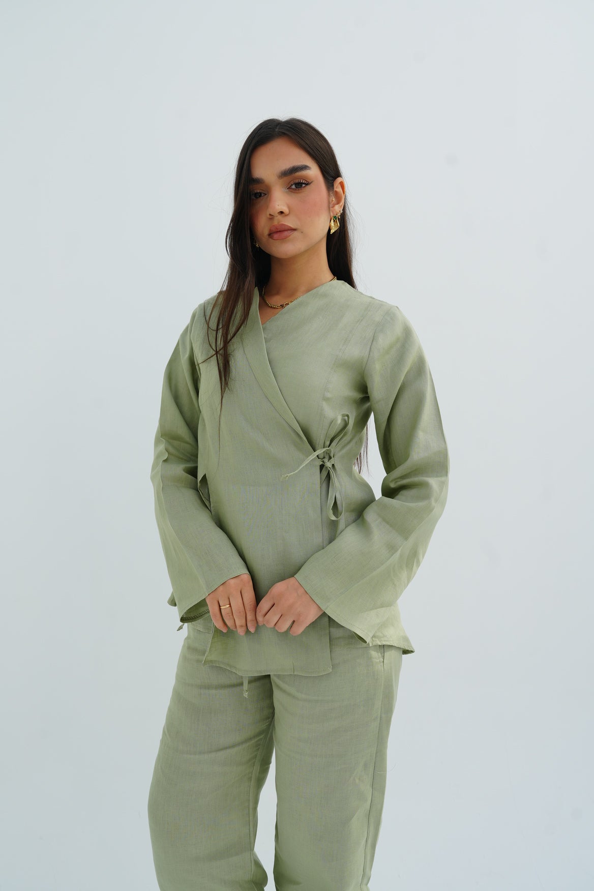 Lina Linen Set In Olive