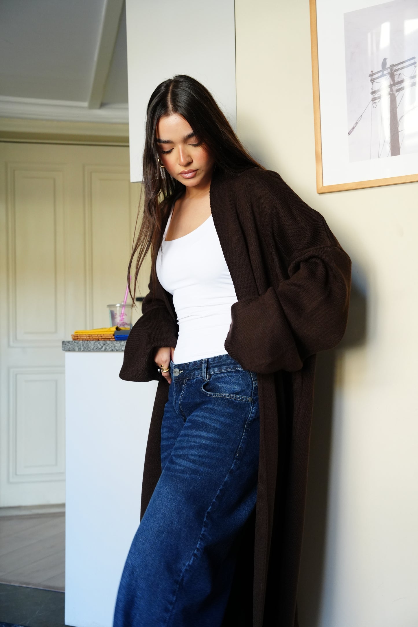 Knit Cardigan In Brown