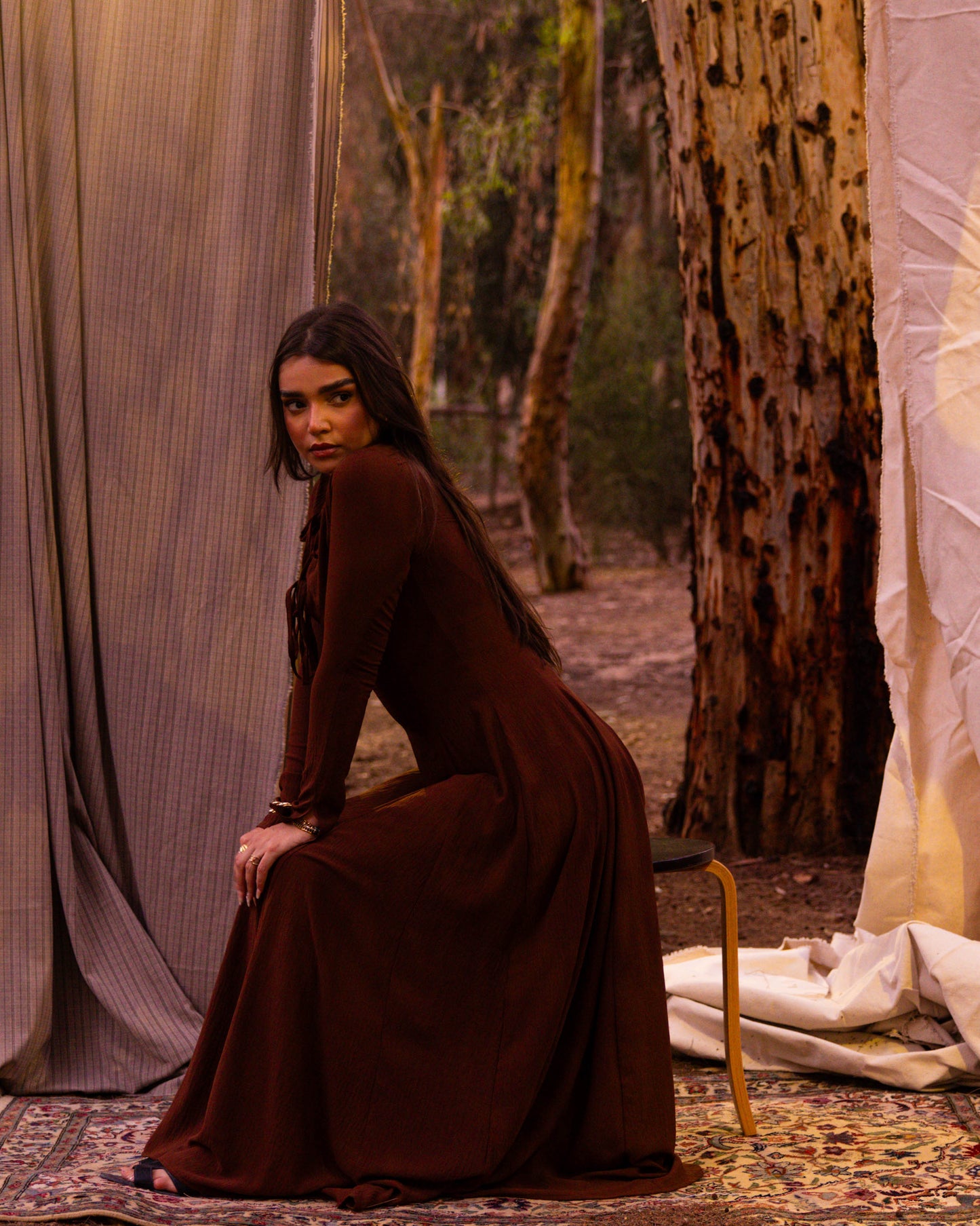 Valarya Dress in Brown