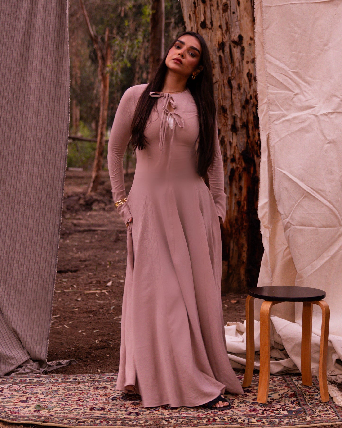 Valarya Dress in Beige
