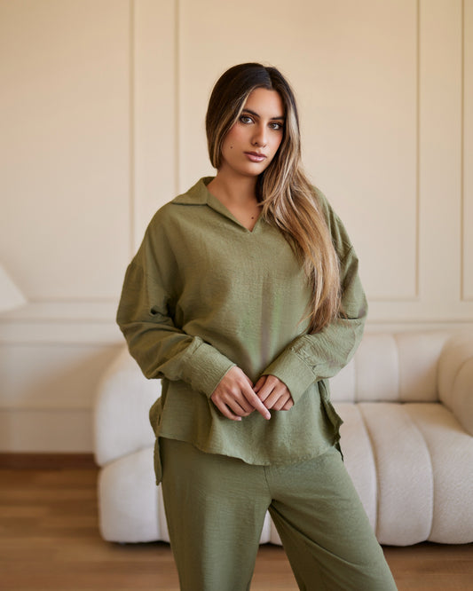 Olive linen shirt