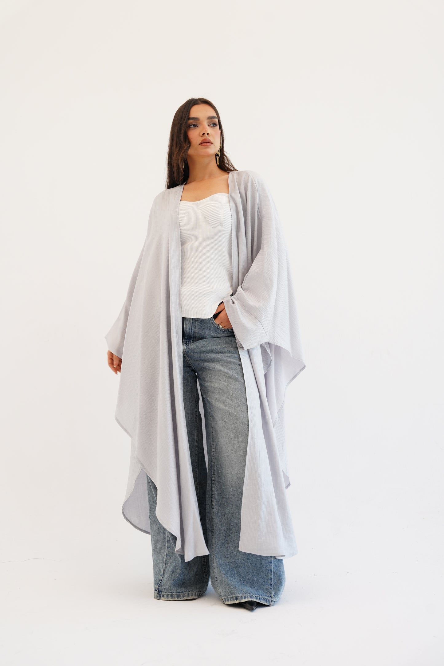 Cape Shimmer Kaftan In Silver