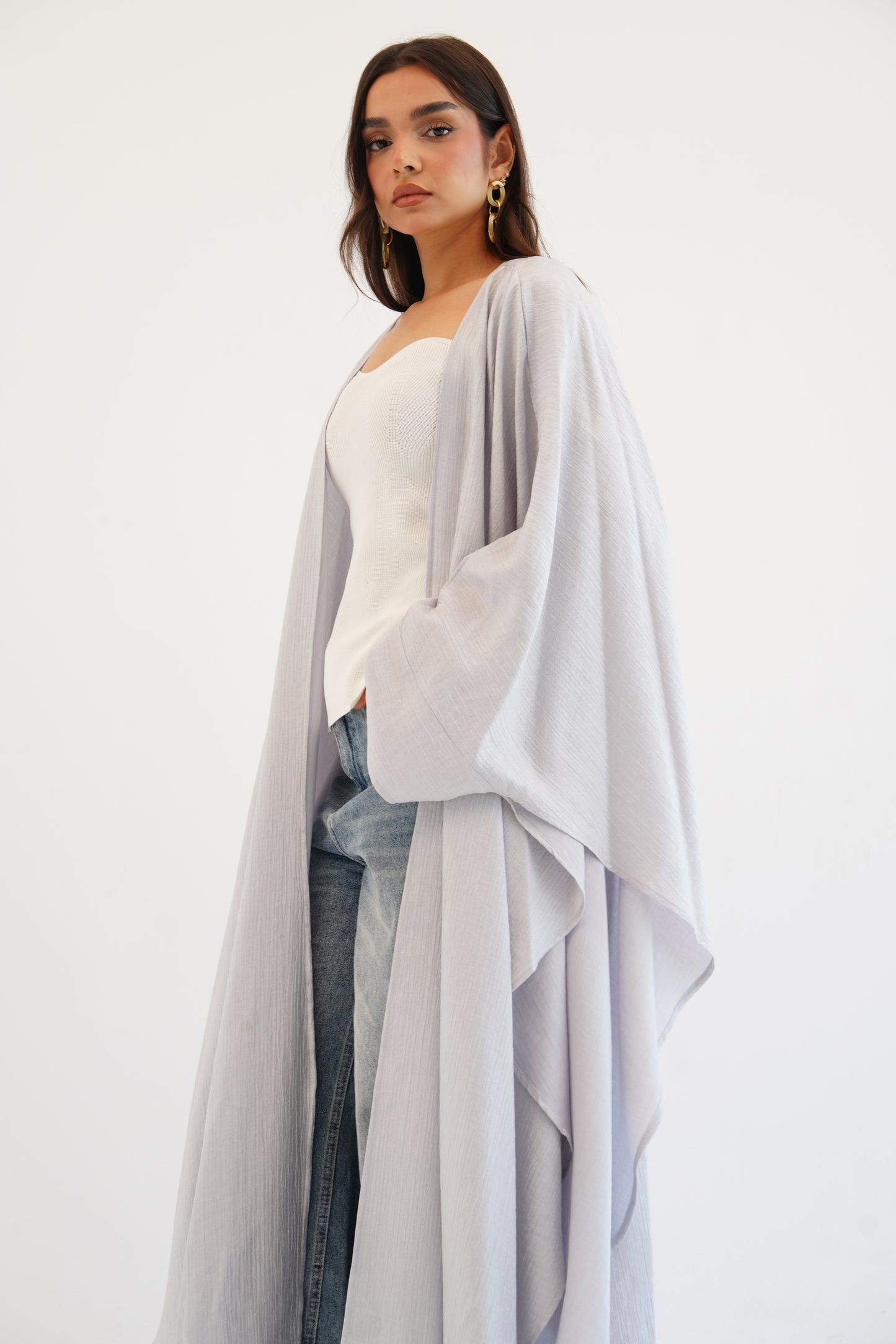 Cape Shimmer Kaftan In Silver