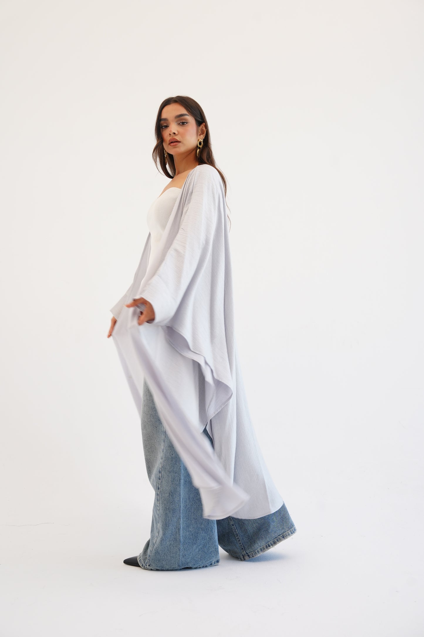 Cape Shimmer Kaftan In Silver