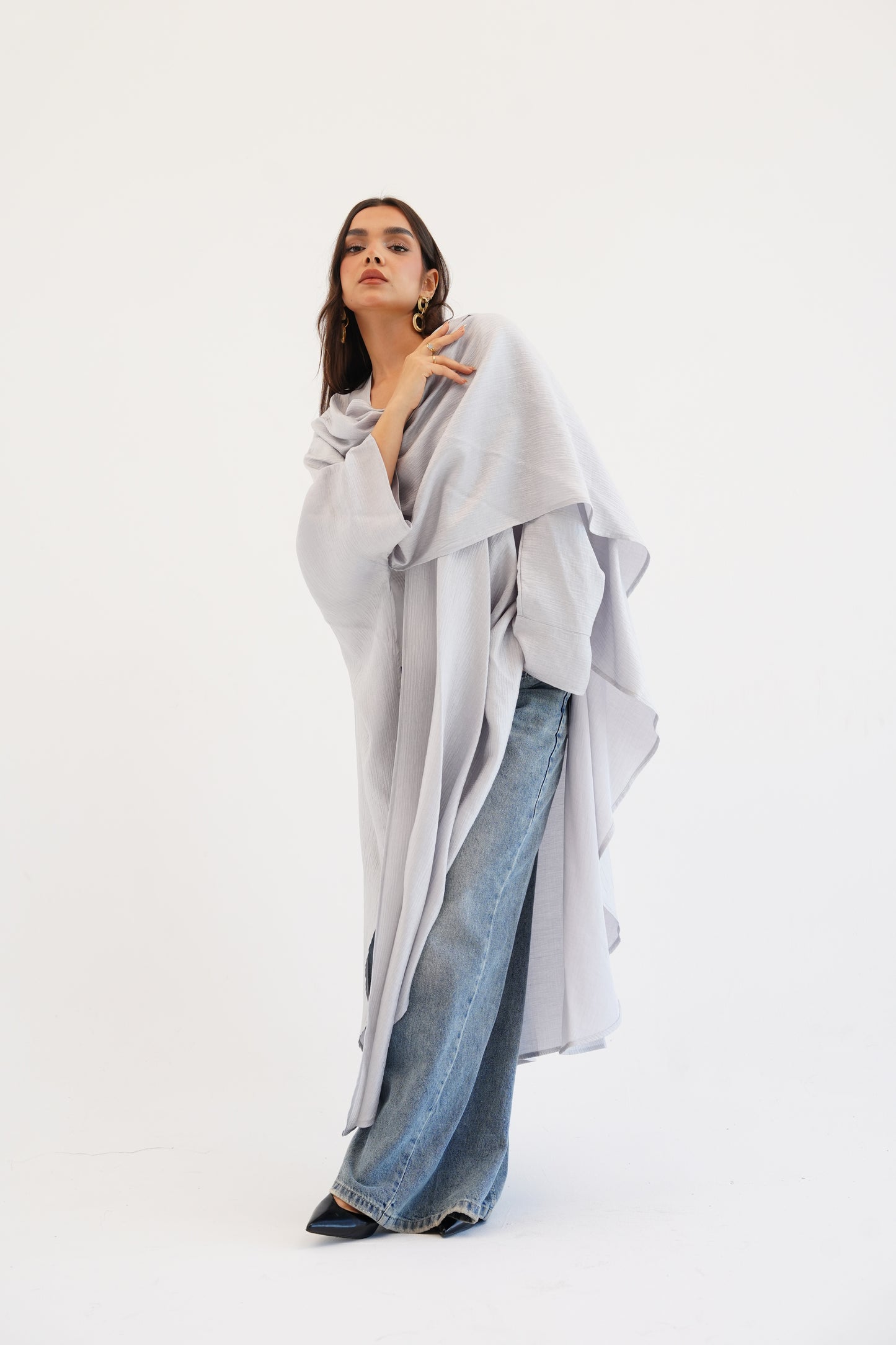 Cape Shimmer Kaftan In Silver