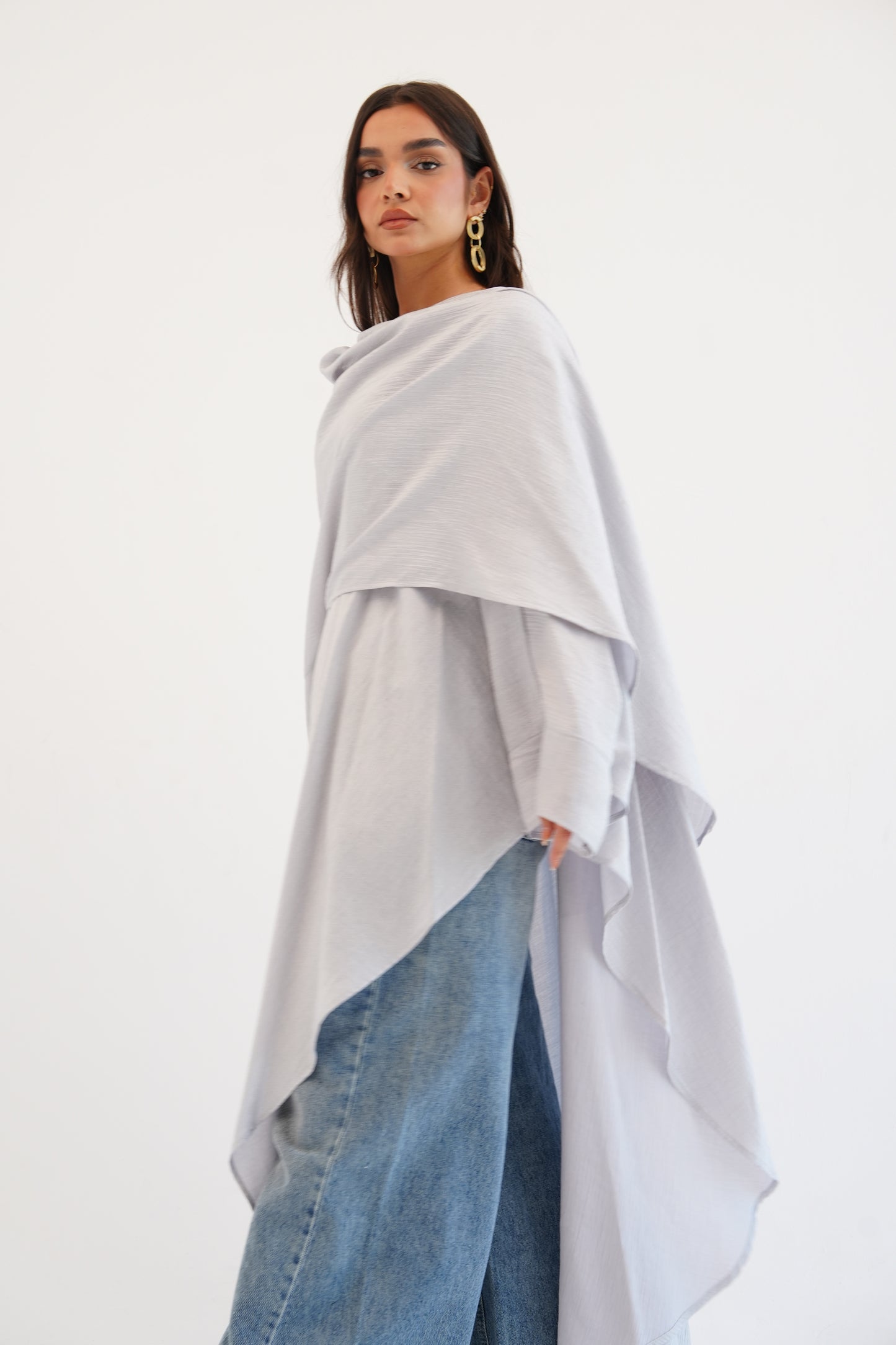 Cape Shimmer Kaftan In Silver