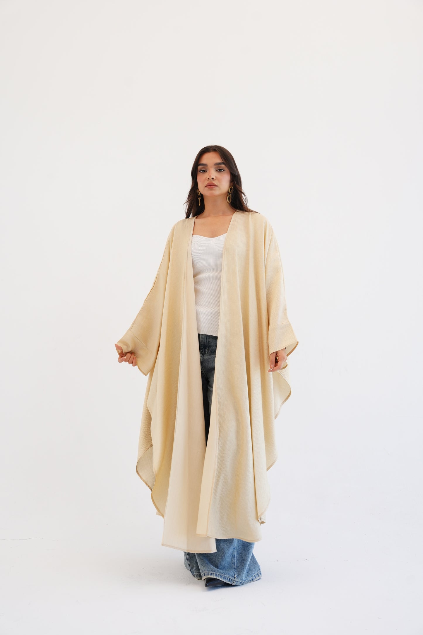 Cape Shimmer Kaftan In Beige