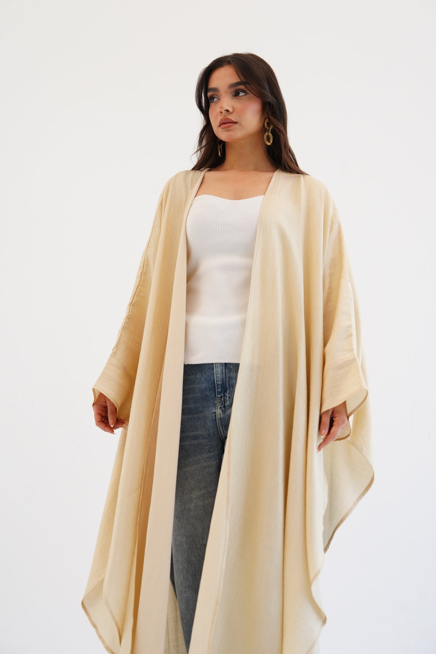 Cape Shimmer Kaftan In Beige
