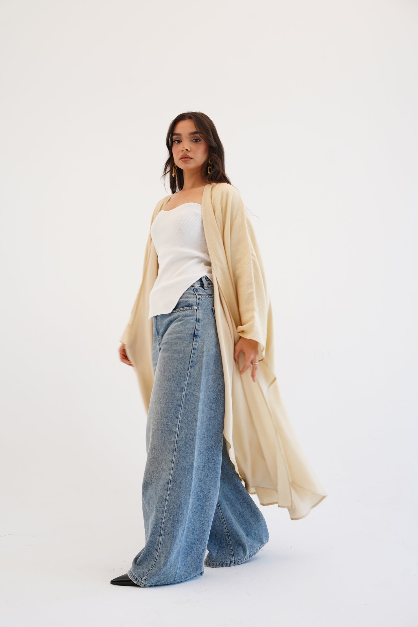 Cape Shimmer Kaftan In Beige