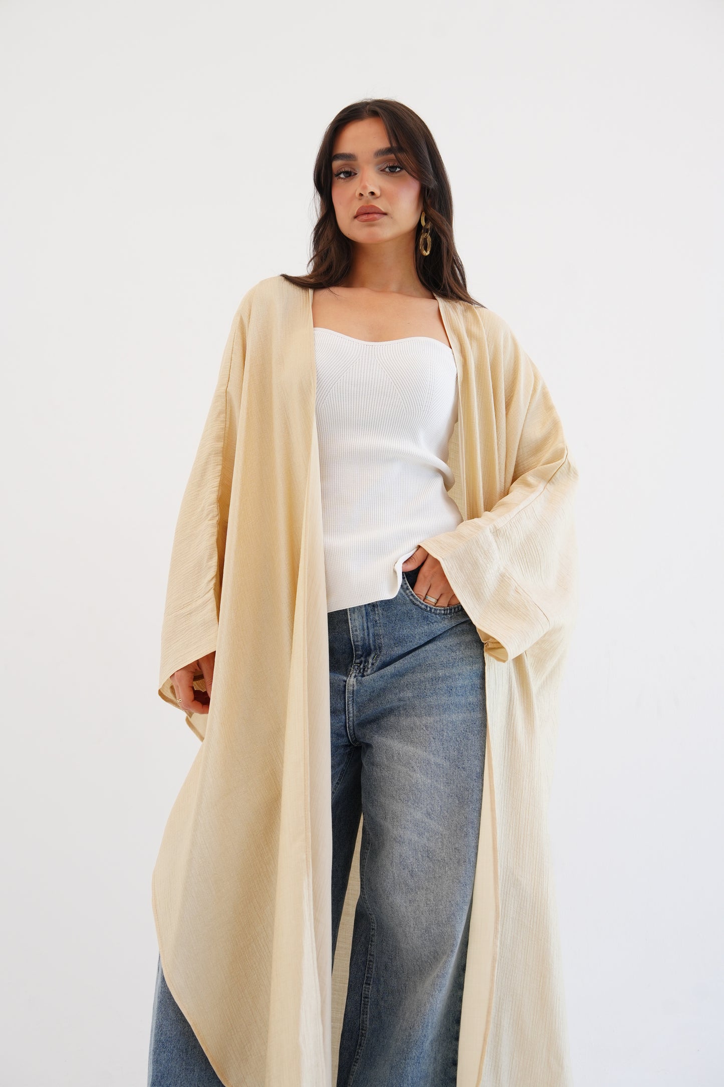 Cape Shimmer Kaftan In Beige