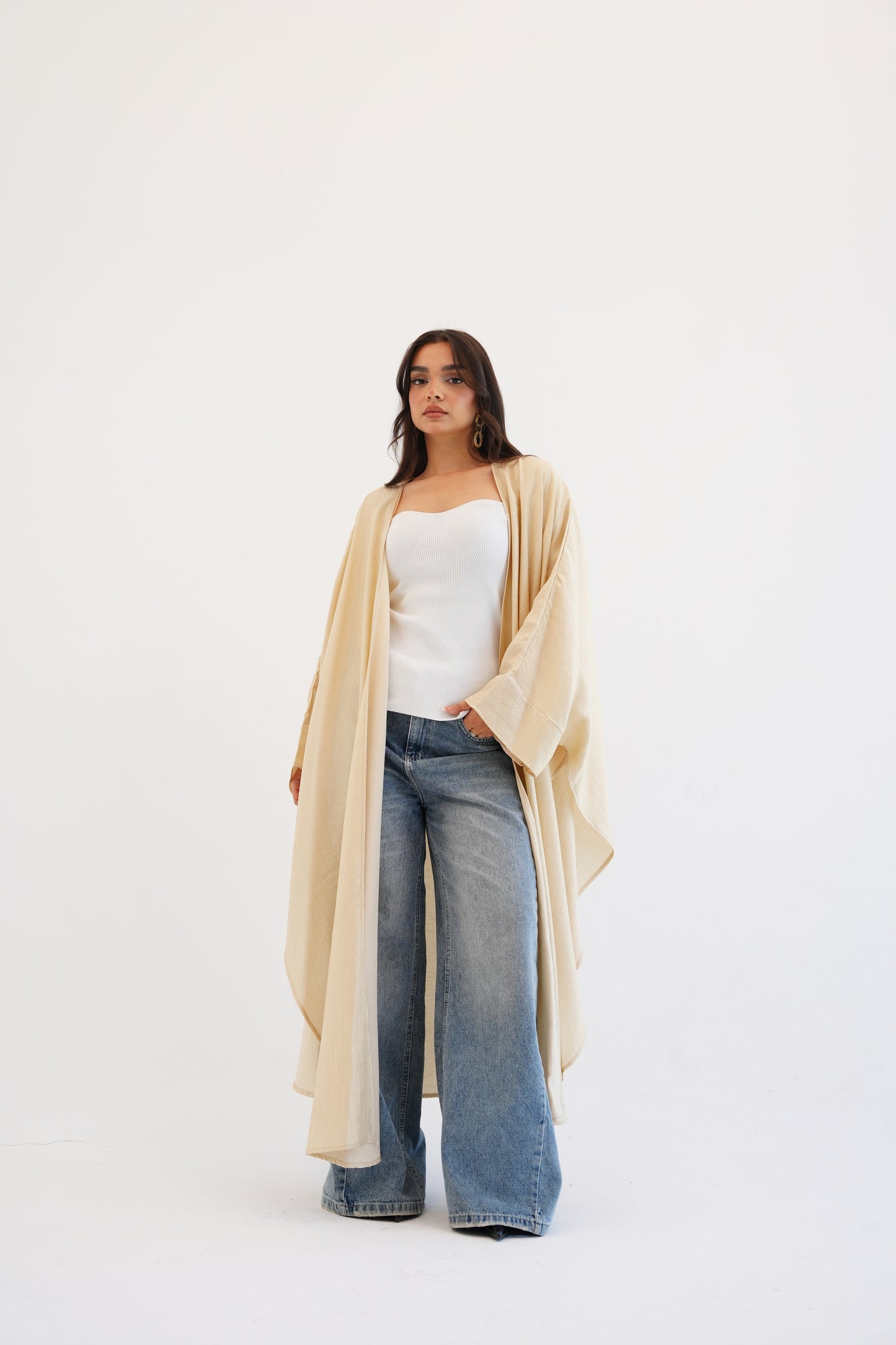 Cape Shimmer Kaftan In Beige