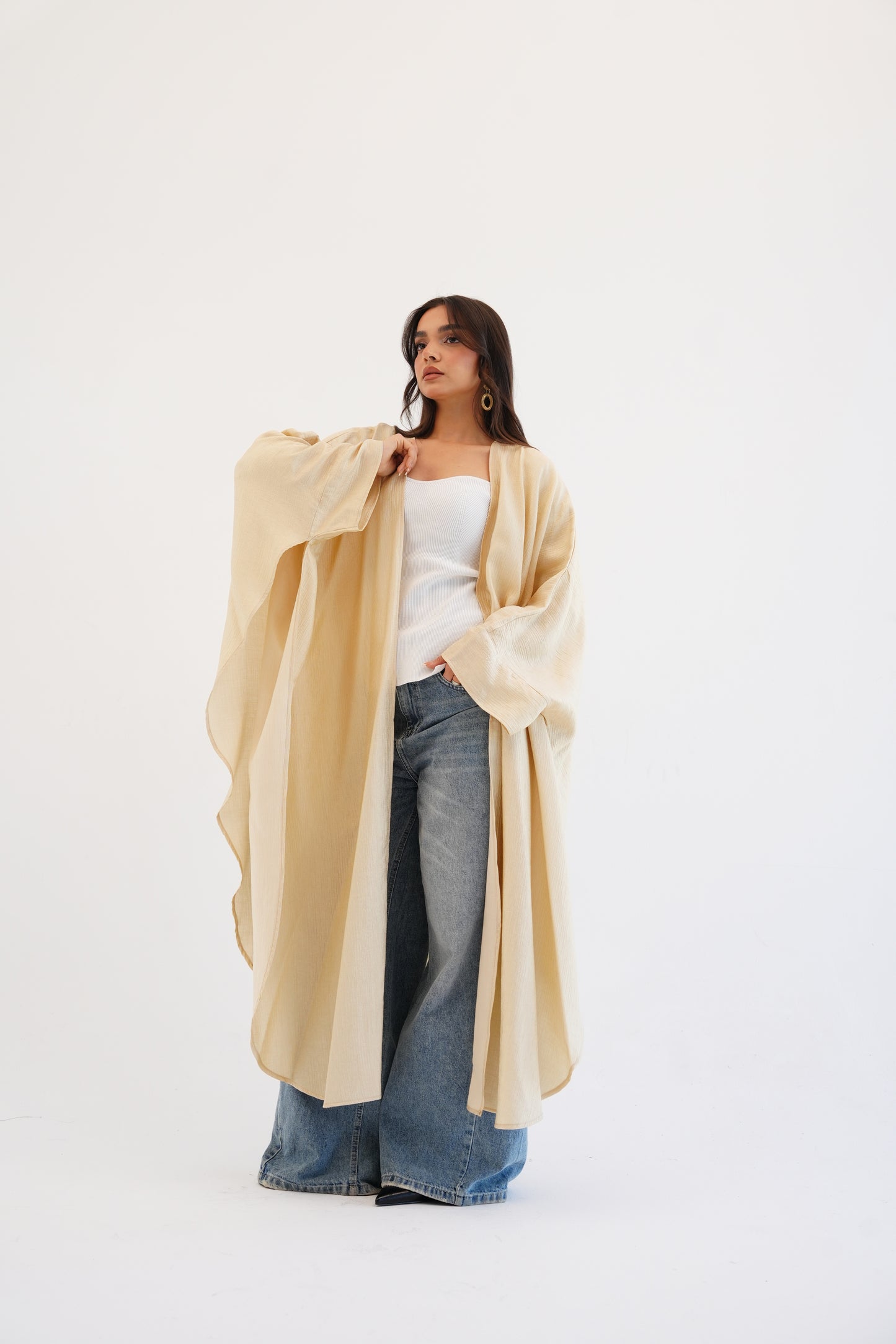 Cape Shimmer Kaftan In Beige