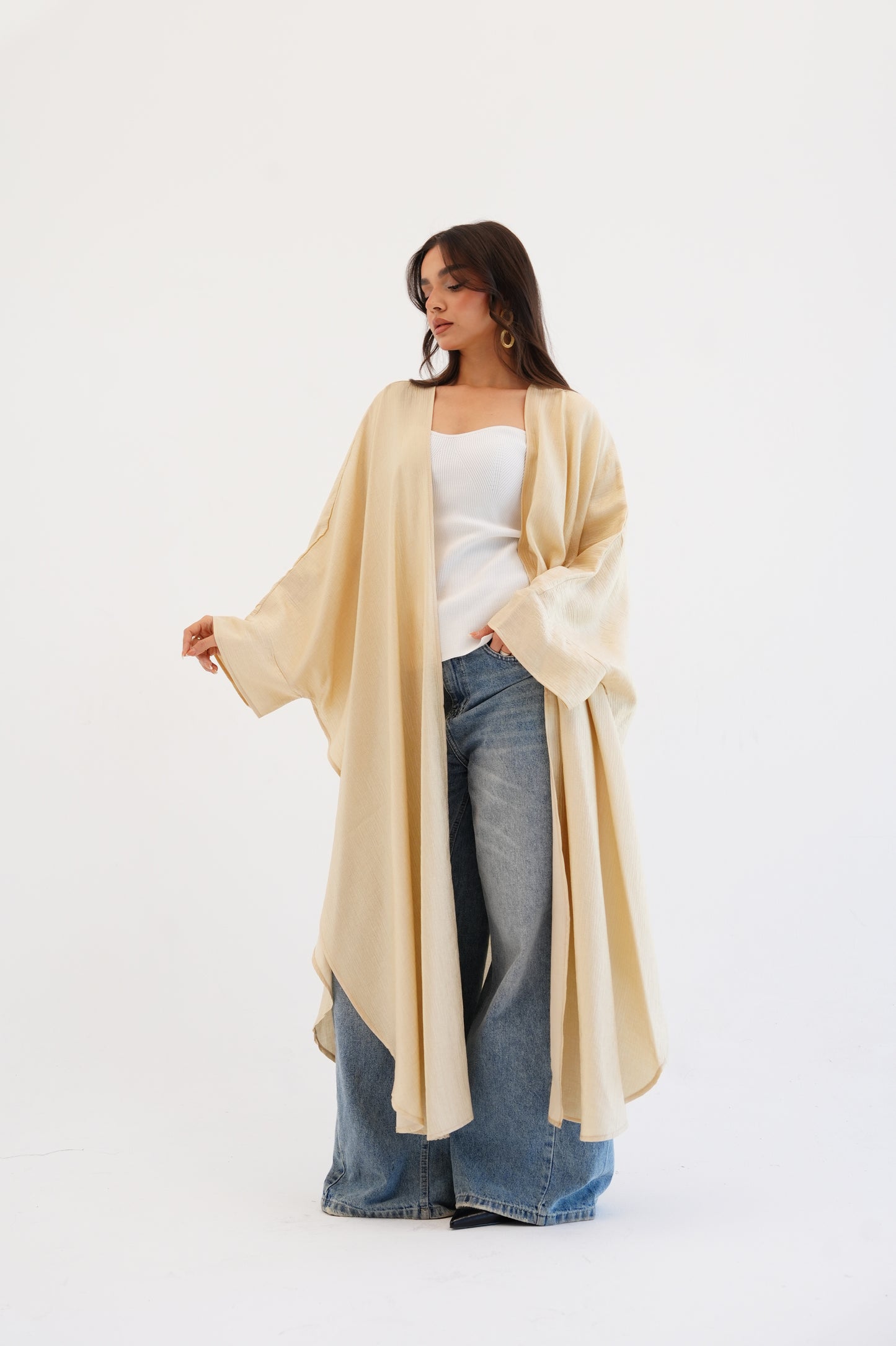 Cape Shimmer Kaftan In Beige