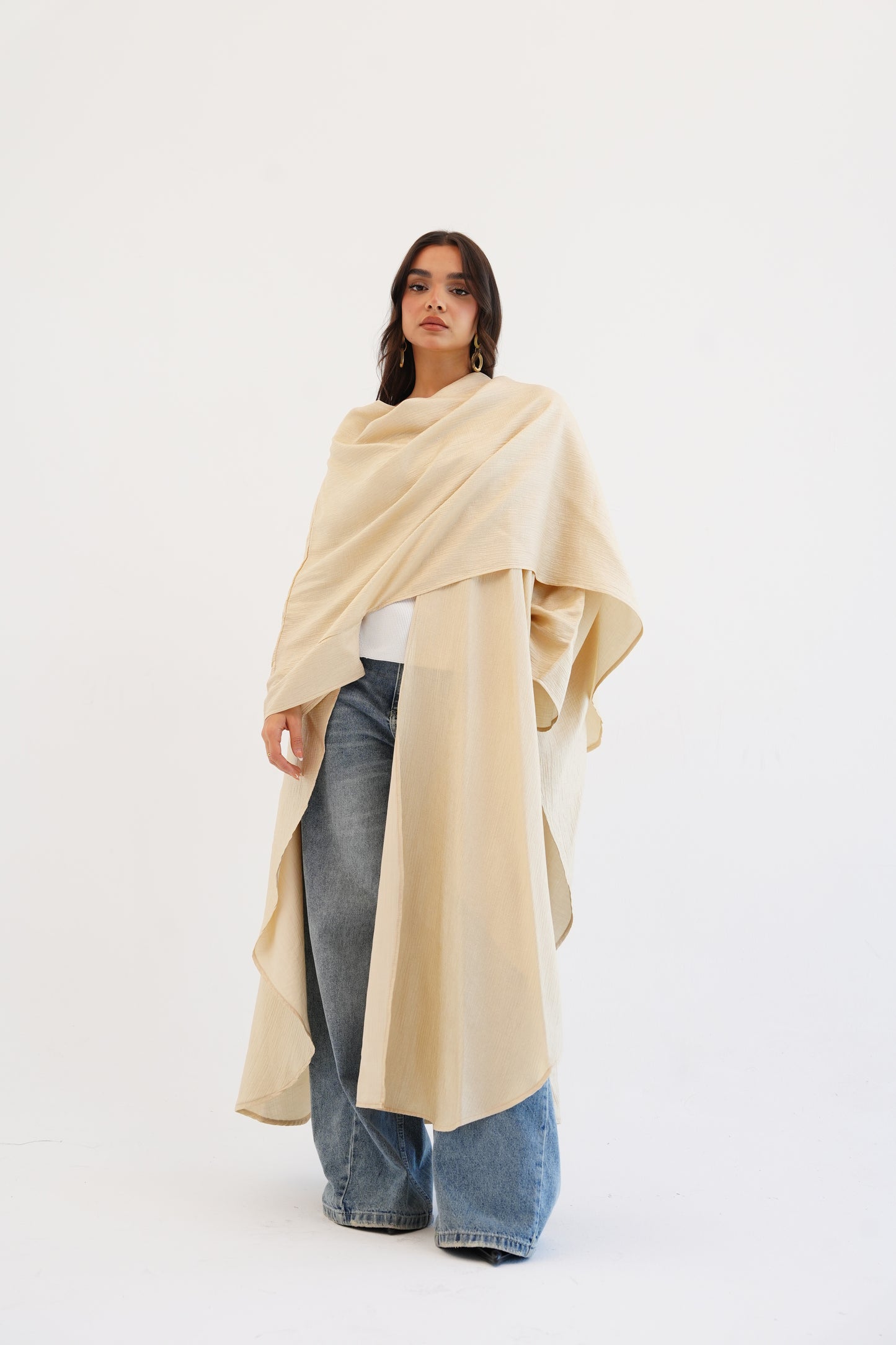 Cape Shimmer Kaftan In Beige