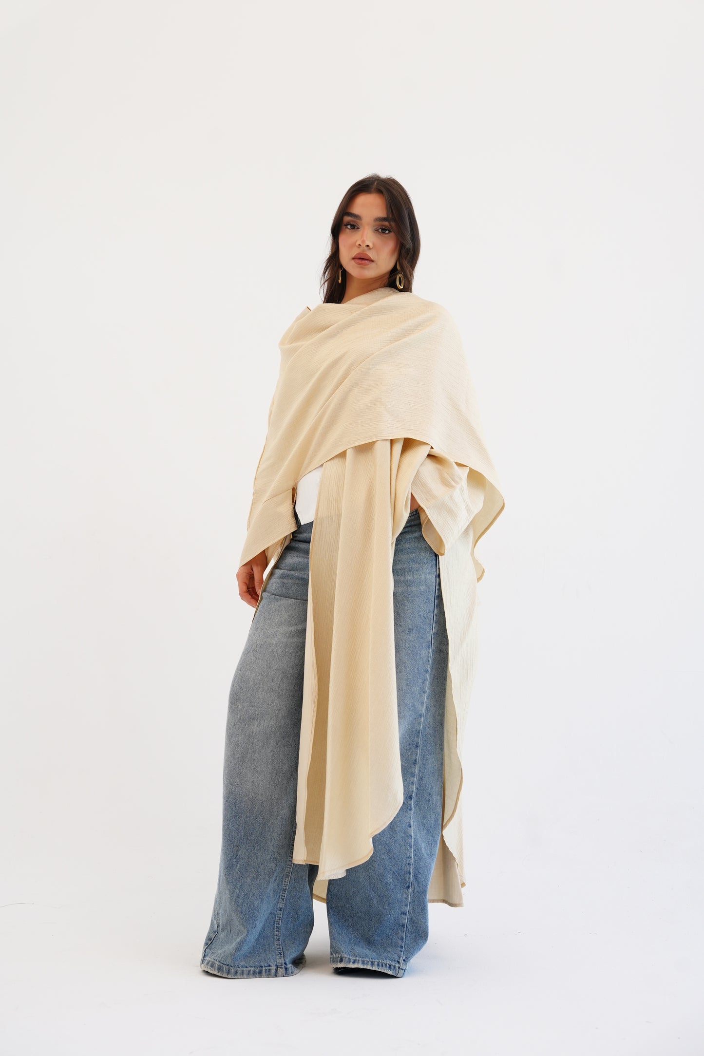 Cape Shimmer Kaftan In Beige