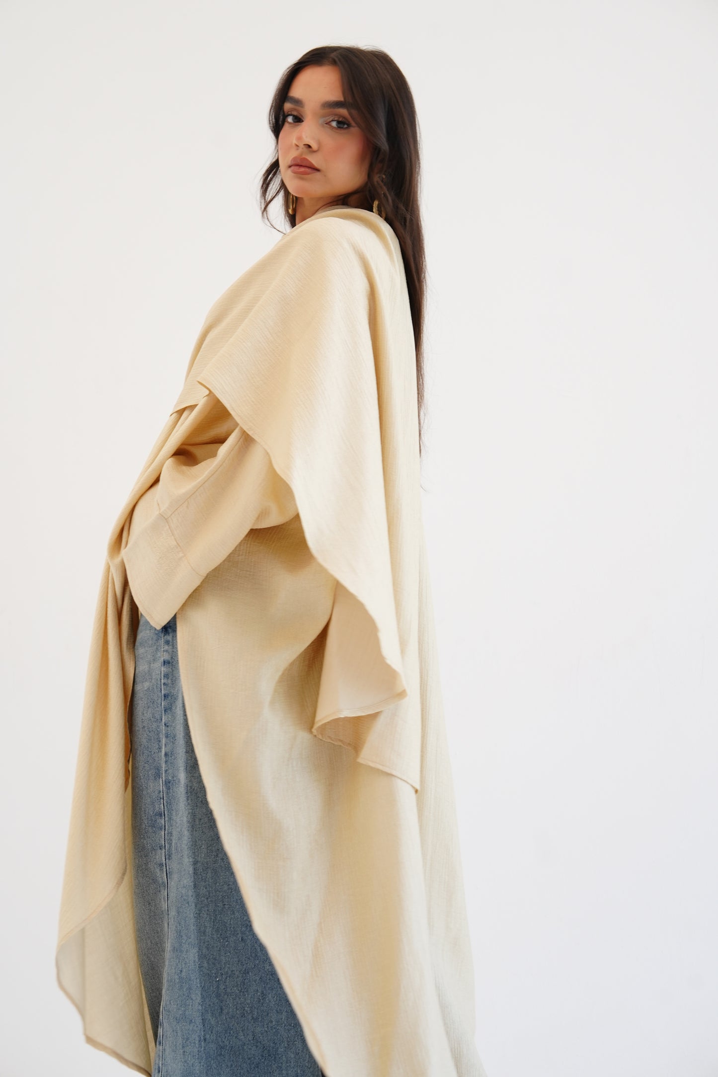 Cape Shimmer Kaftan In Beige