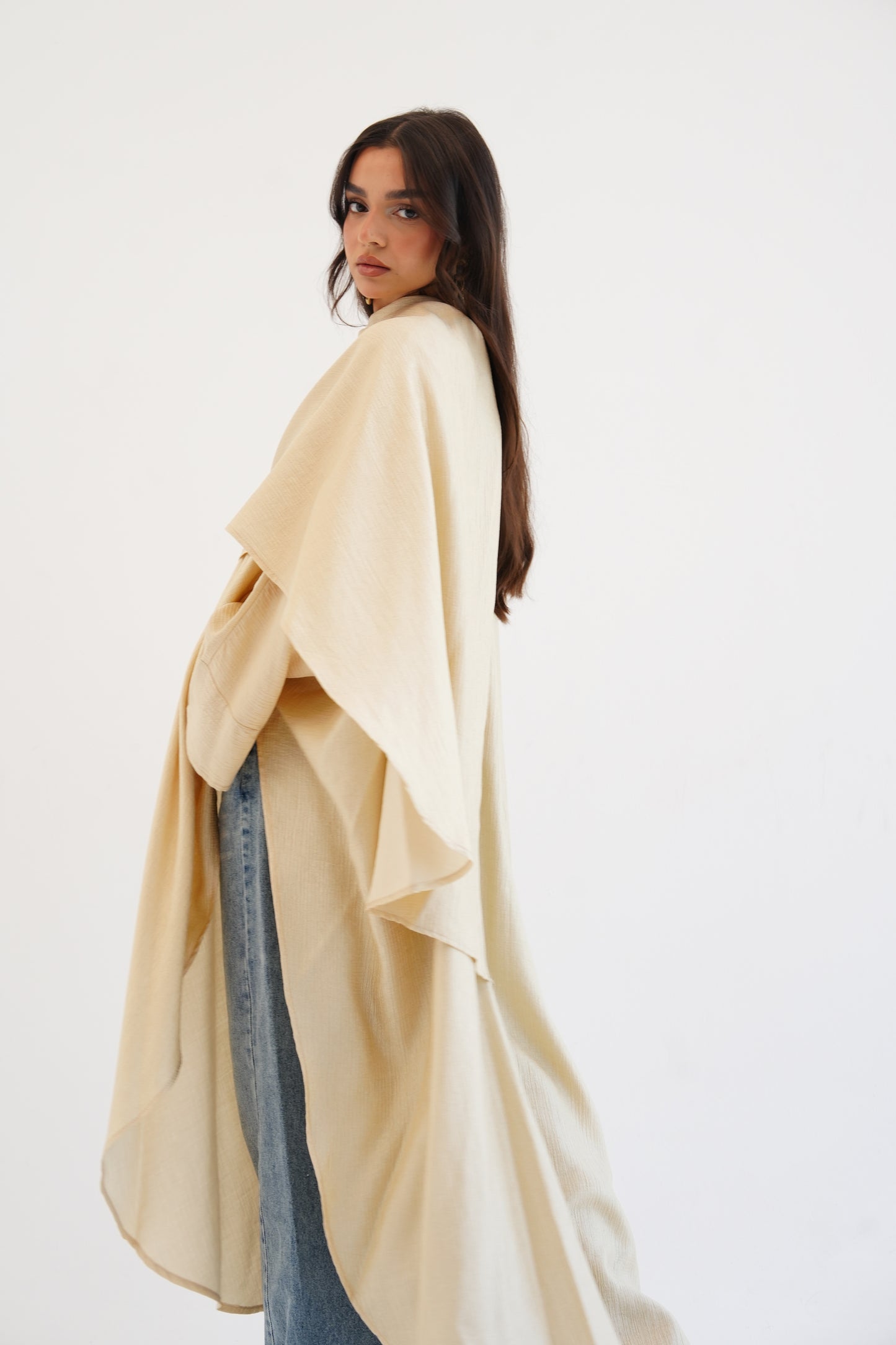Cape Shimmer Kaftan In Beige