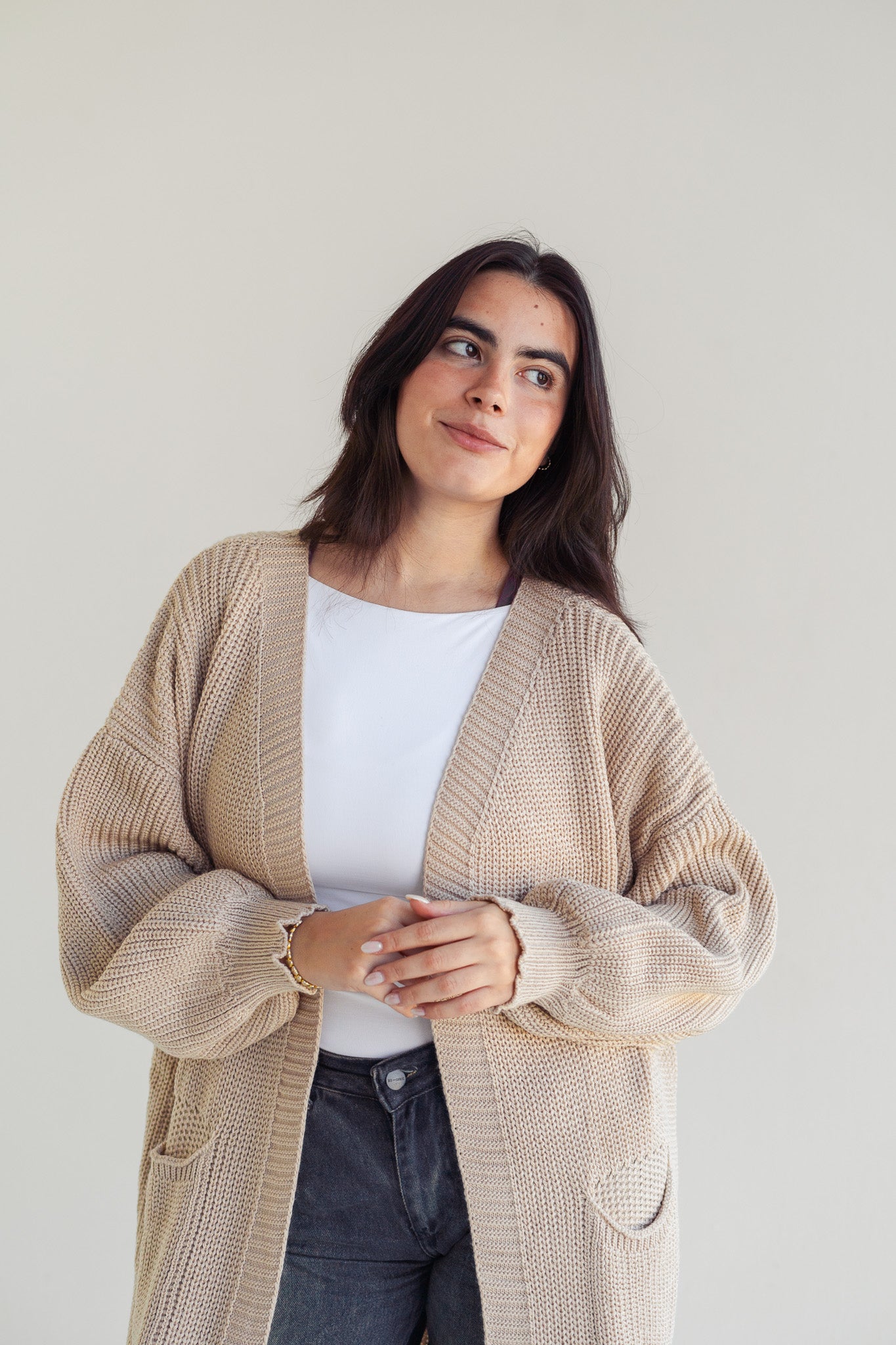 Yardaz Knit cardigan in Beige