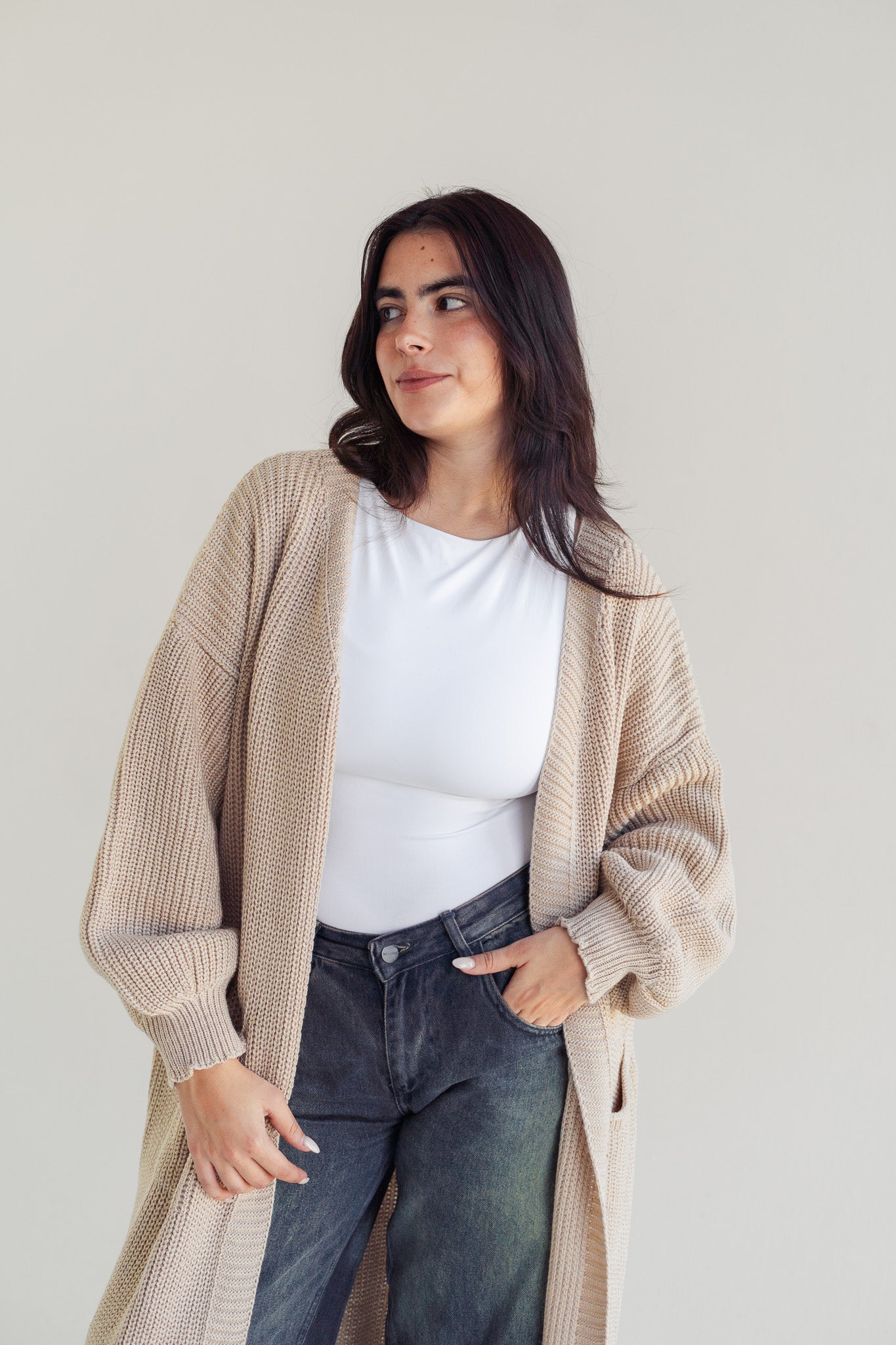 Yardaz Knit cardigan in Beige