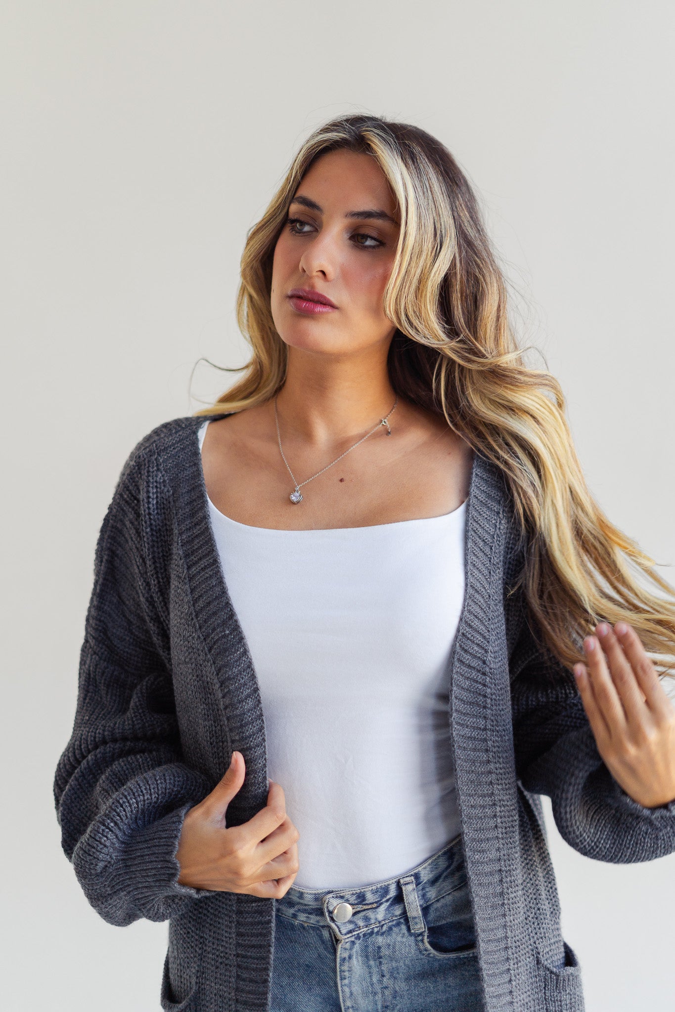 Yardaz knit cardigan in Grey