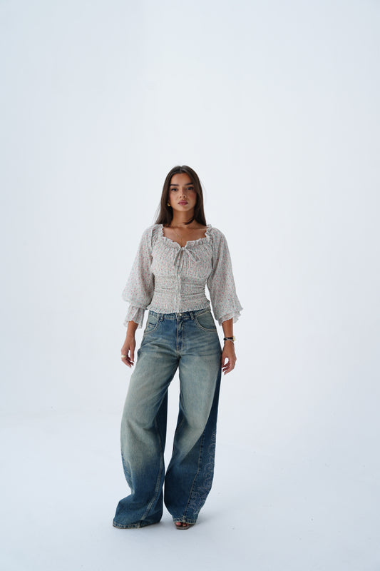 Embroidery medium colored denim