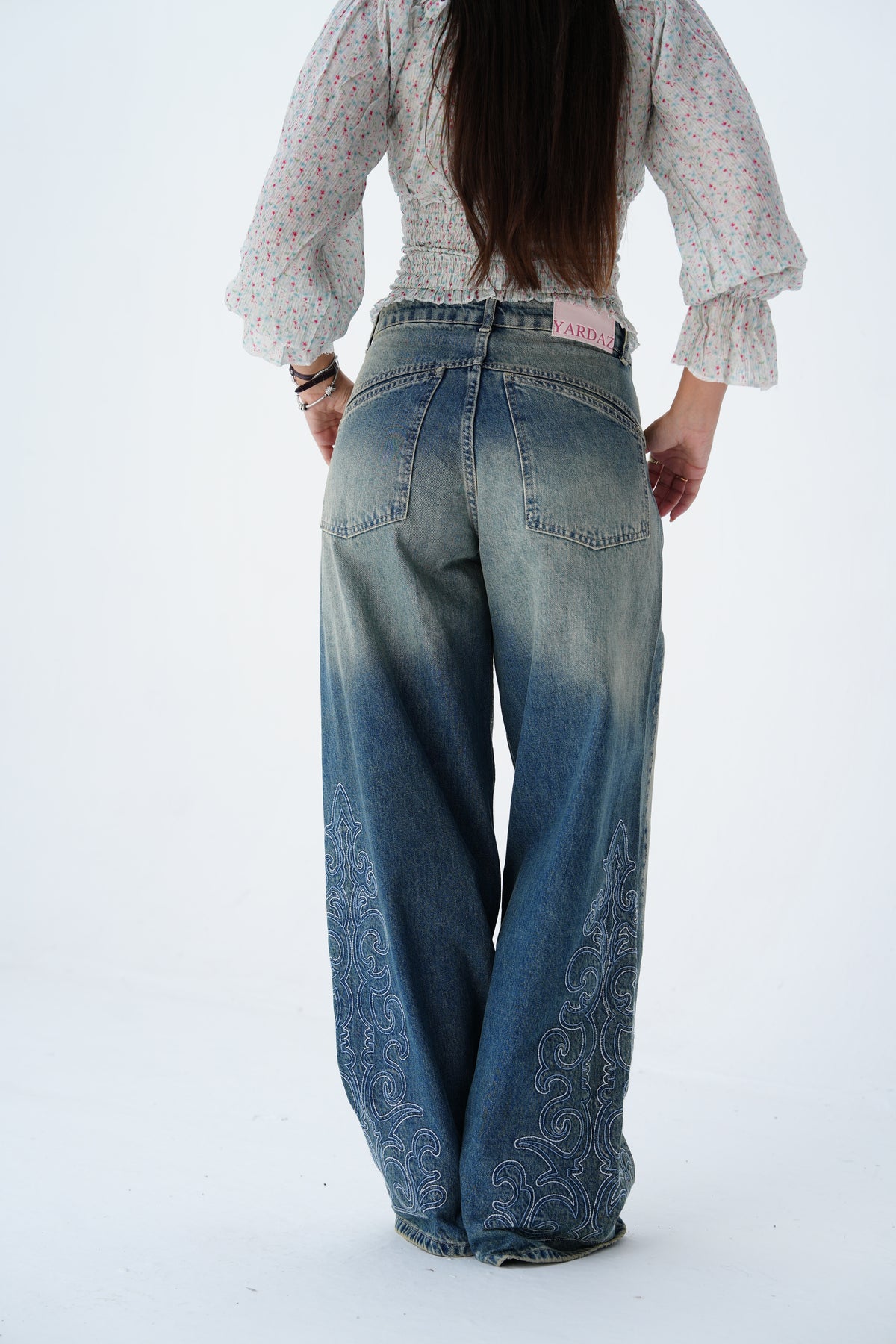 Embroidery medium colored denim