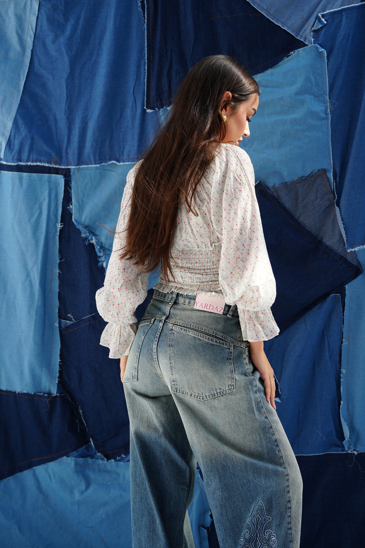 Embroidery medium colored denim