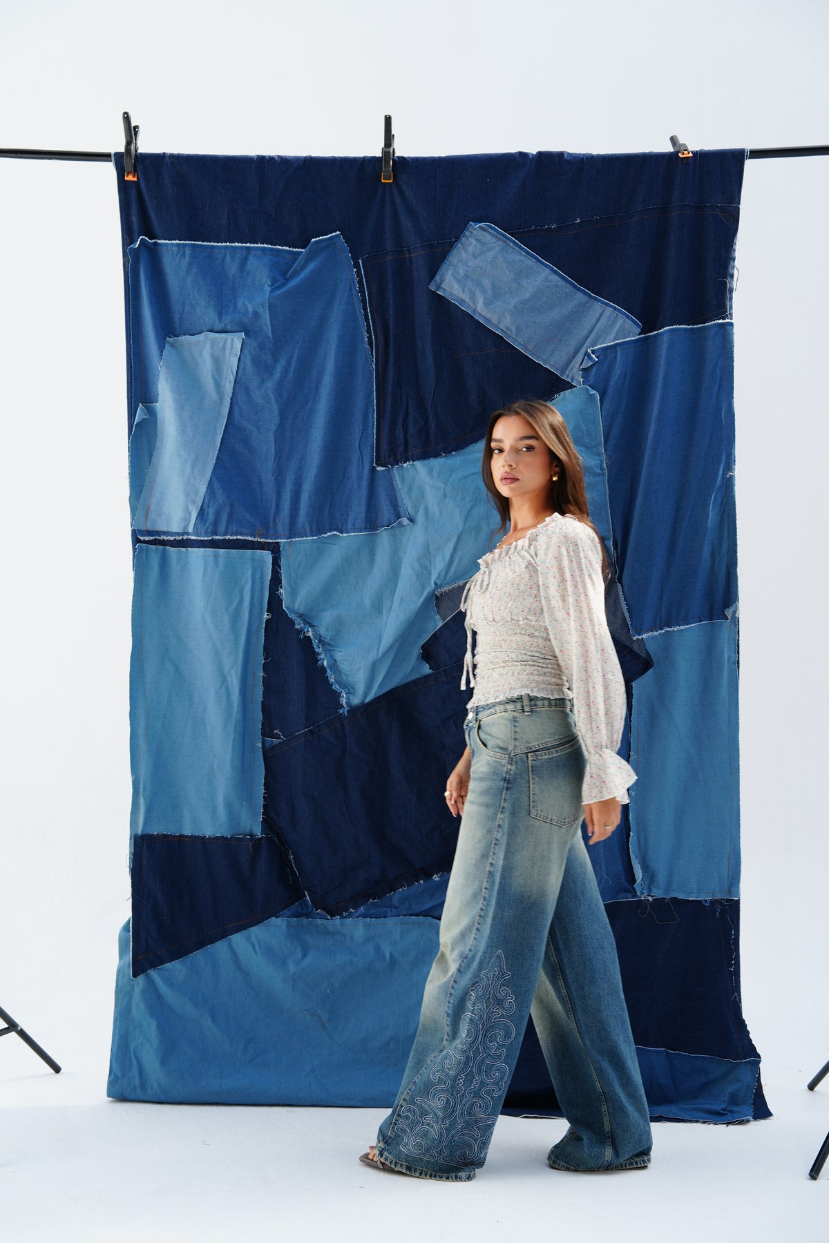 Embroidery medium colored denim