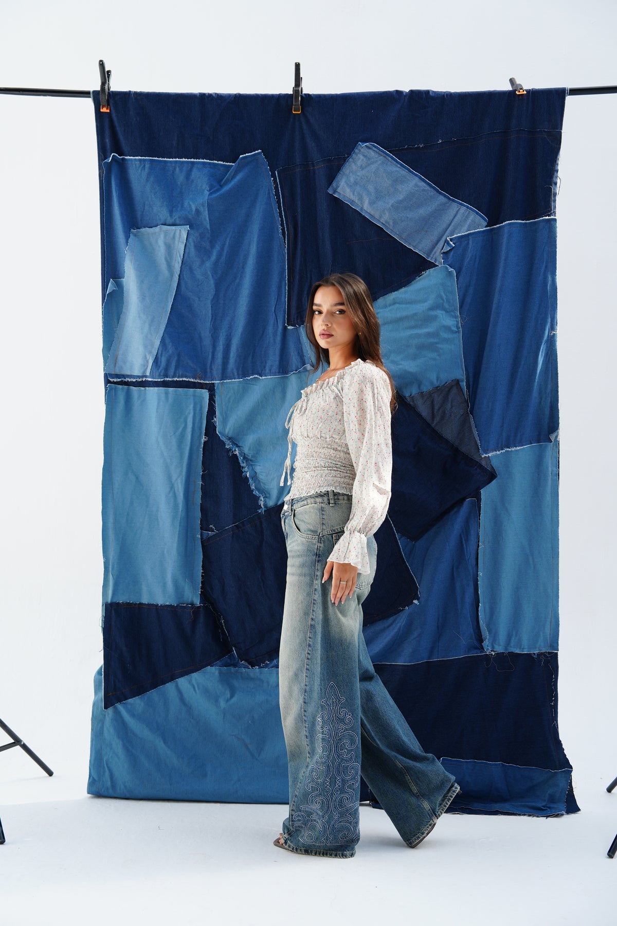 Embroidery medium colored denim