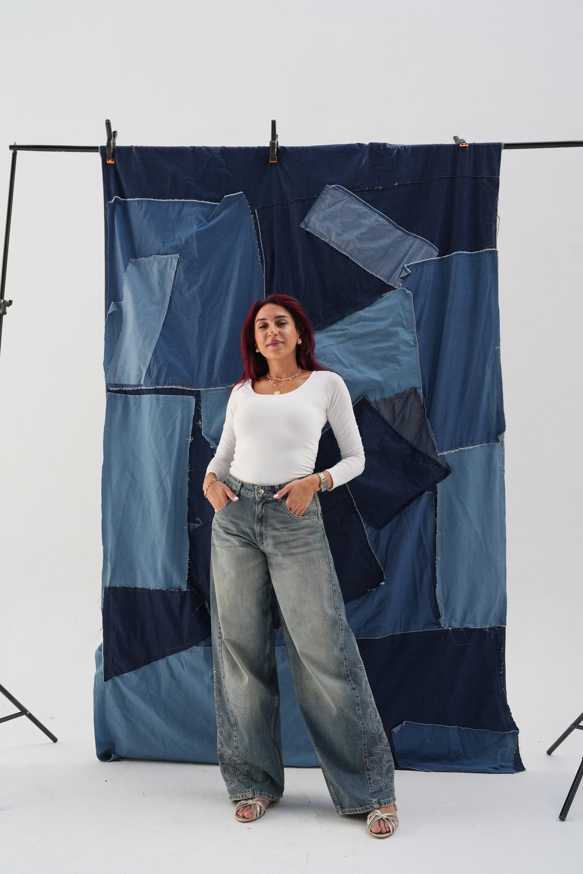 Embroidery medium colored denim