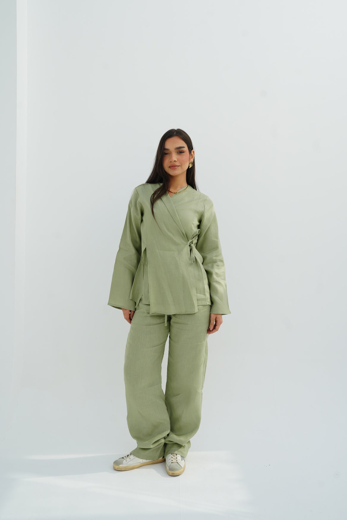 Lina Linen Set In Olive