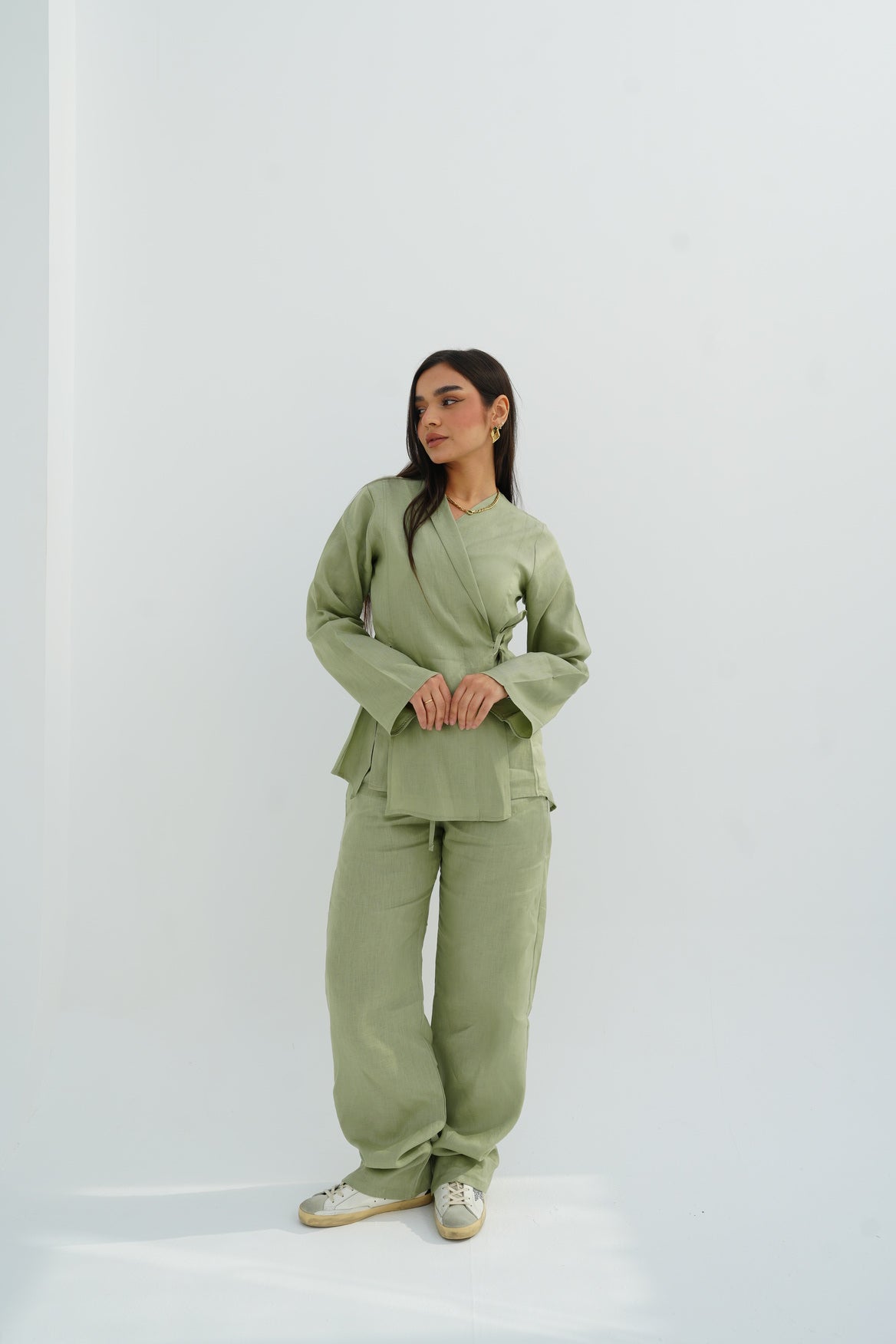 Lina Linen Set In Olive