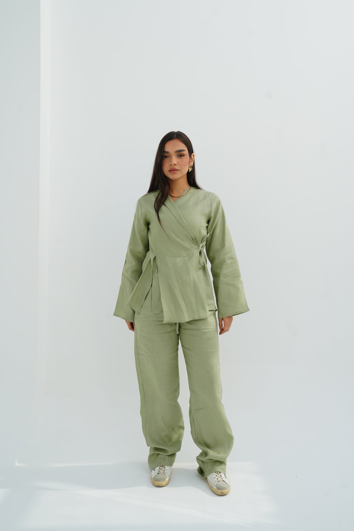 Lina Linen Set In Olive