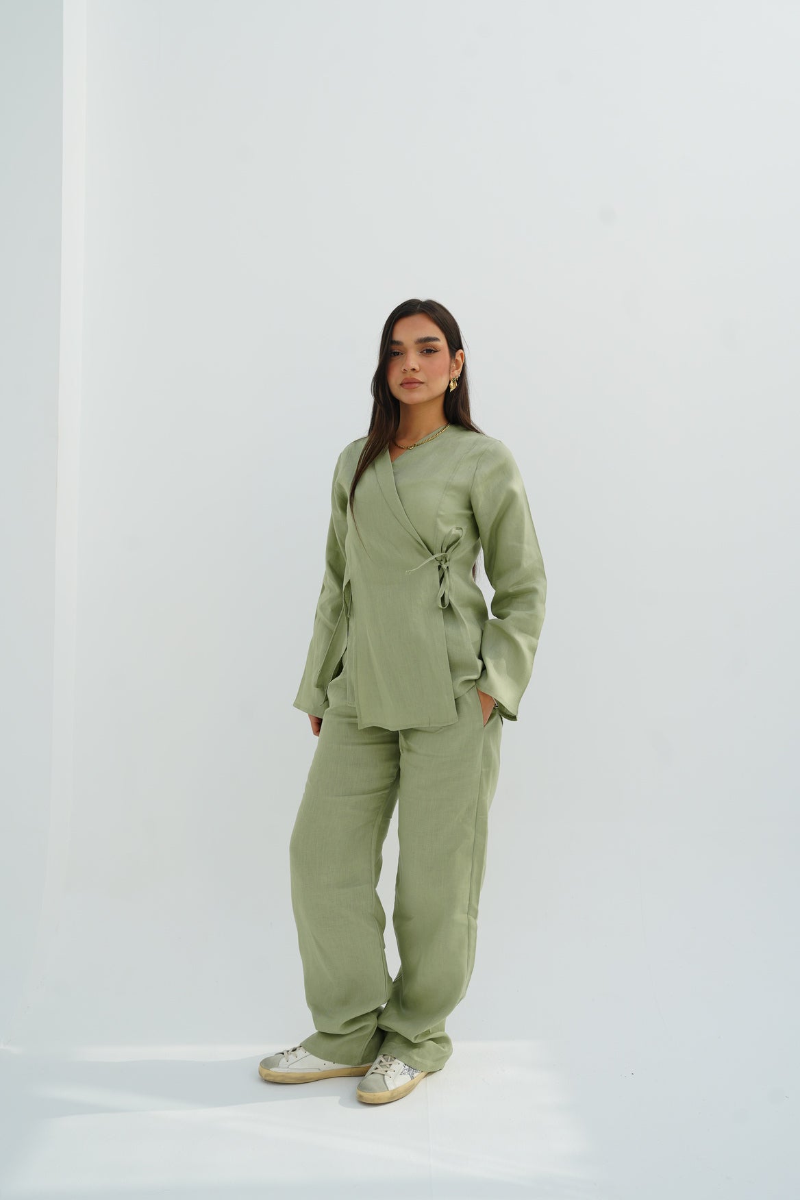 Lina Linen Set In Olive