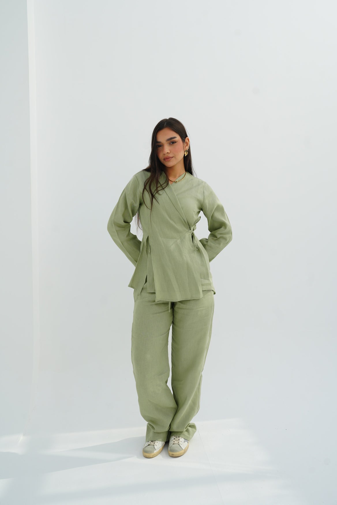 Lina Linen Set In Olive