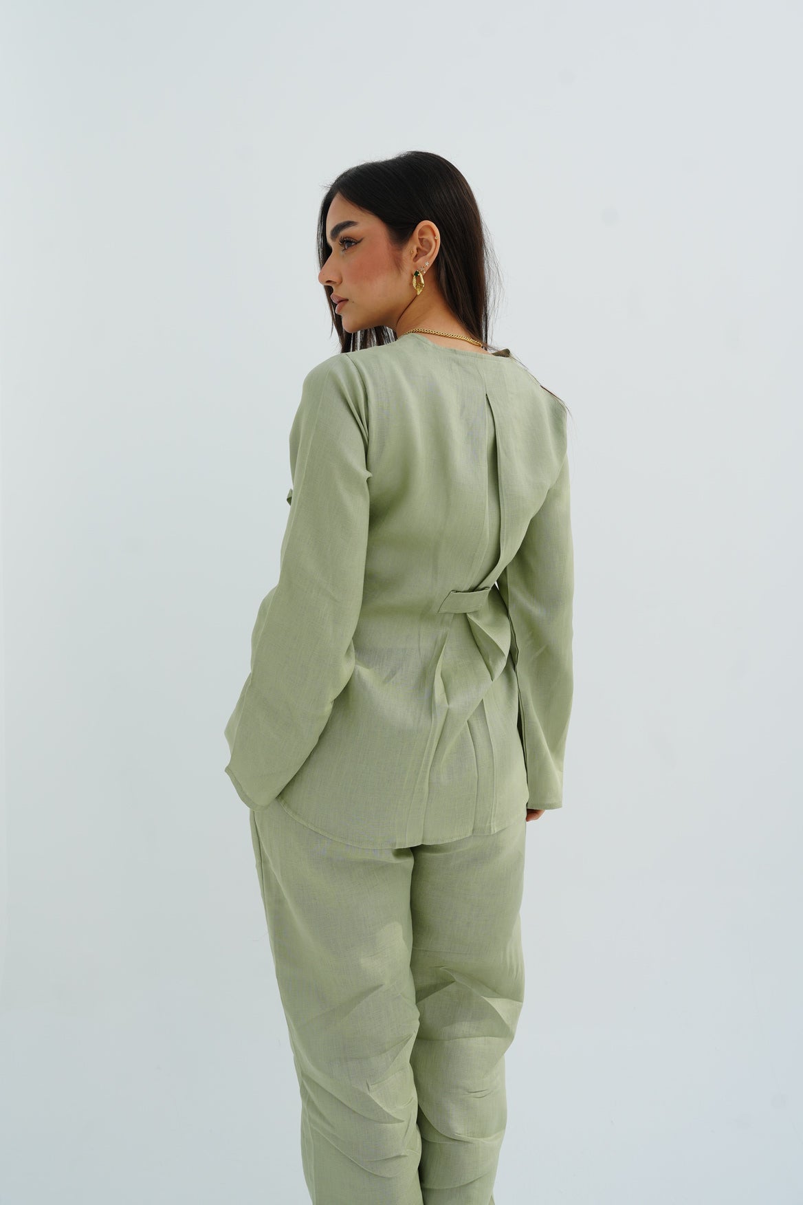 Lina Linen Set In Olive