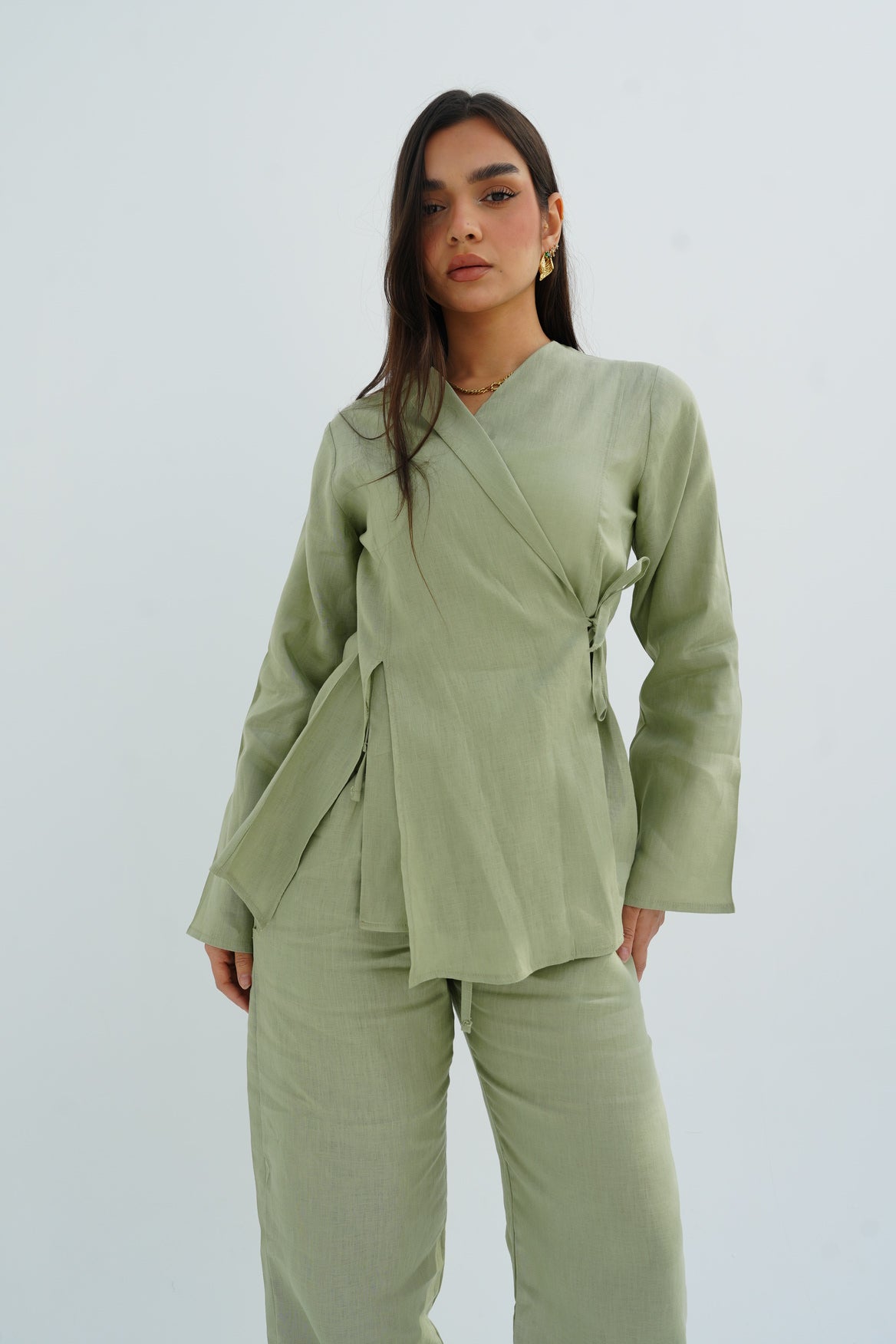 Lina Linen Set In Olive