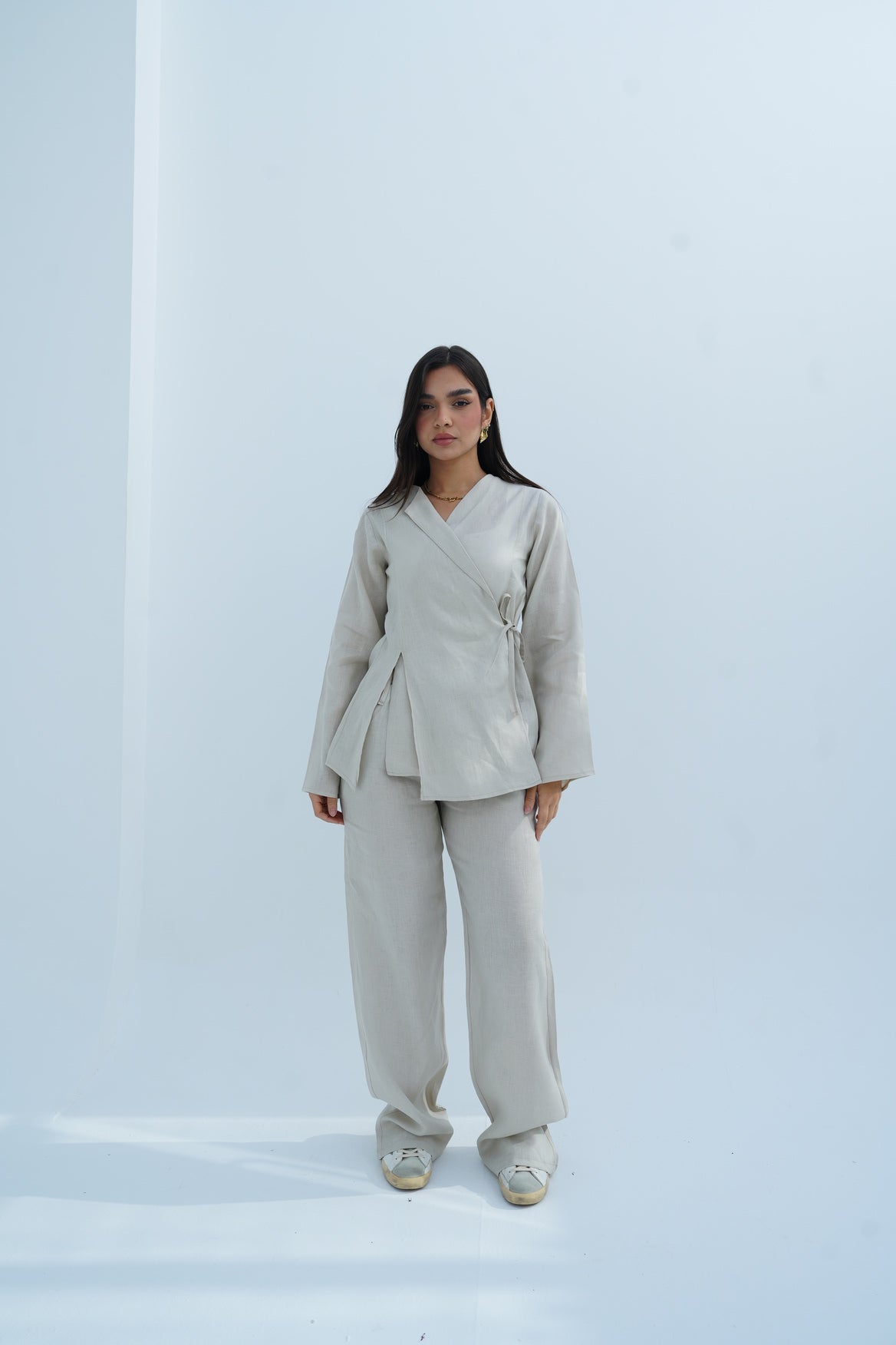 Lina Linen Set In Beige