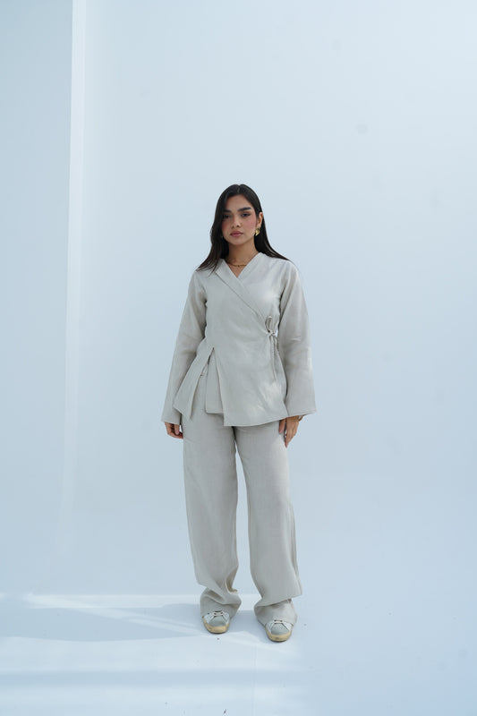 Lina Linen Set In Beige