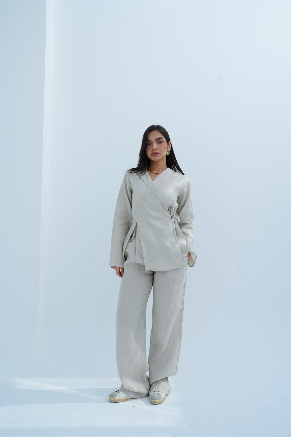 Lina Linen Set In Beige