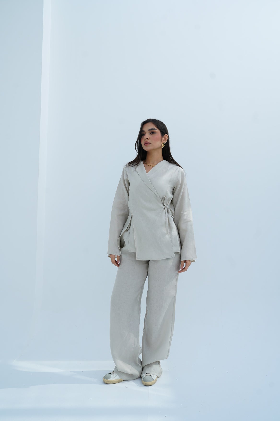 Lina Linen Set In Beige