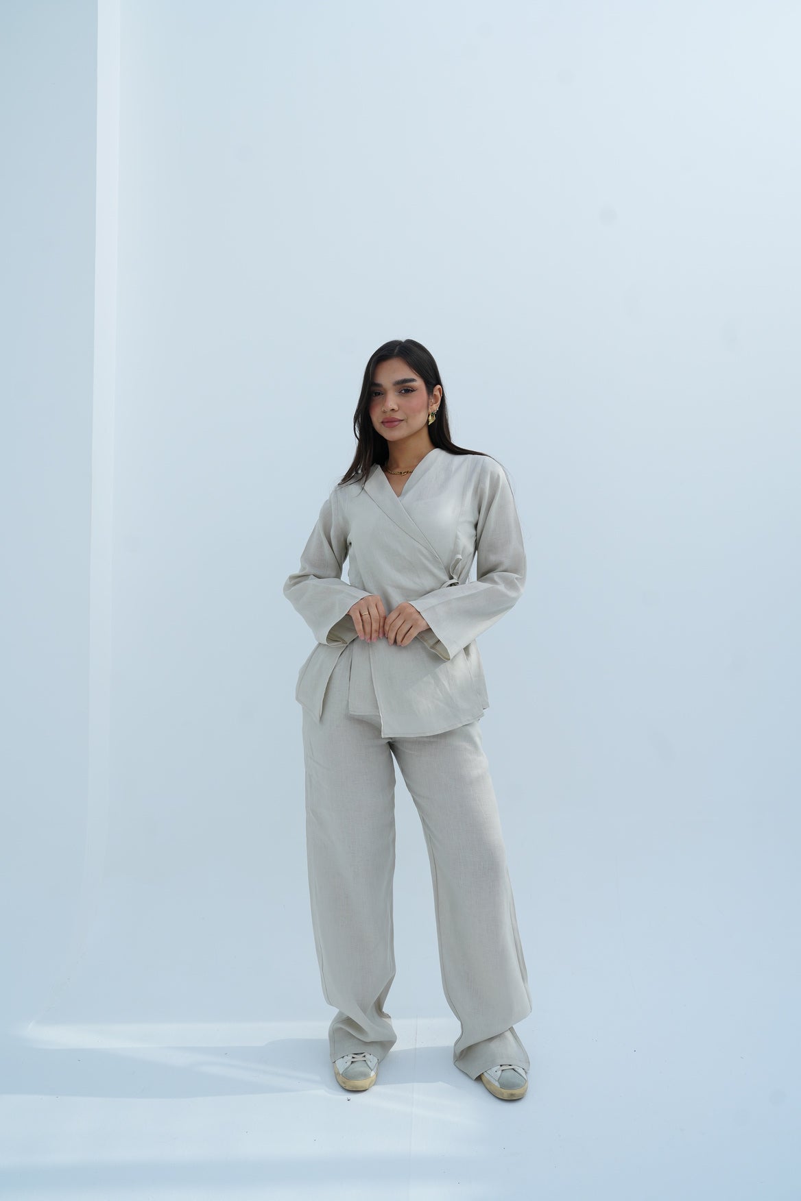 Lina Linen Set In Beige